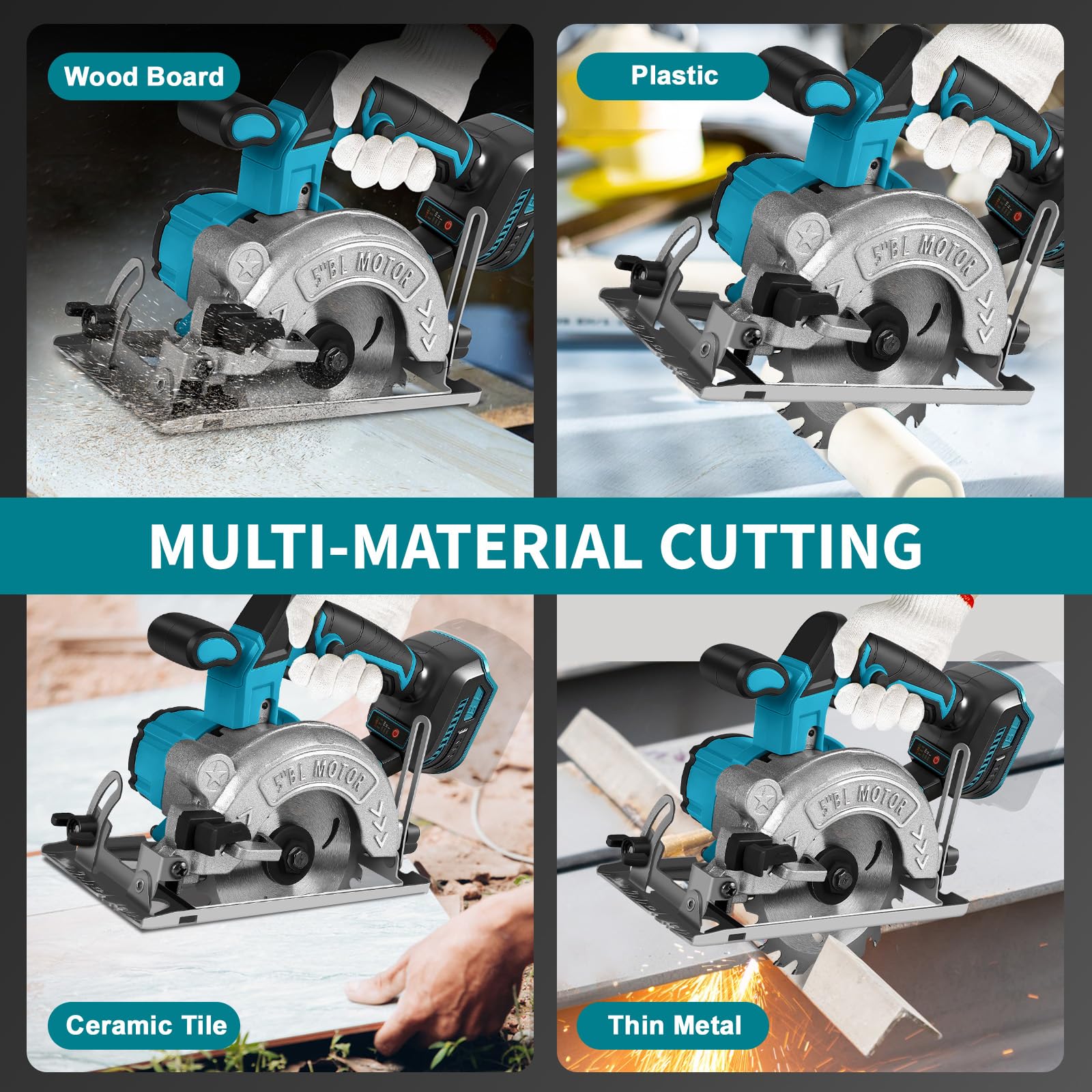 Sierra circular de batería de 41 mm, compatible con batería de litio Makita de 18 V (sin batería), mini sierra circular sin escobillas, sierra circular manual con 2 hojas de sierra (125 mm), con