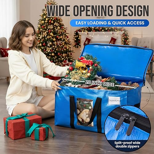 Miniatura 4 de TAILI - Bolsas de mudanza extra grandes, paquete de 4 bolsas azules resistentes para almacenamiento con ventana visible, asas envolventes,