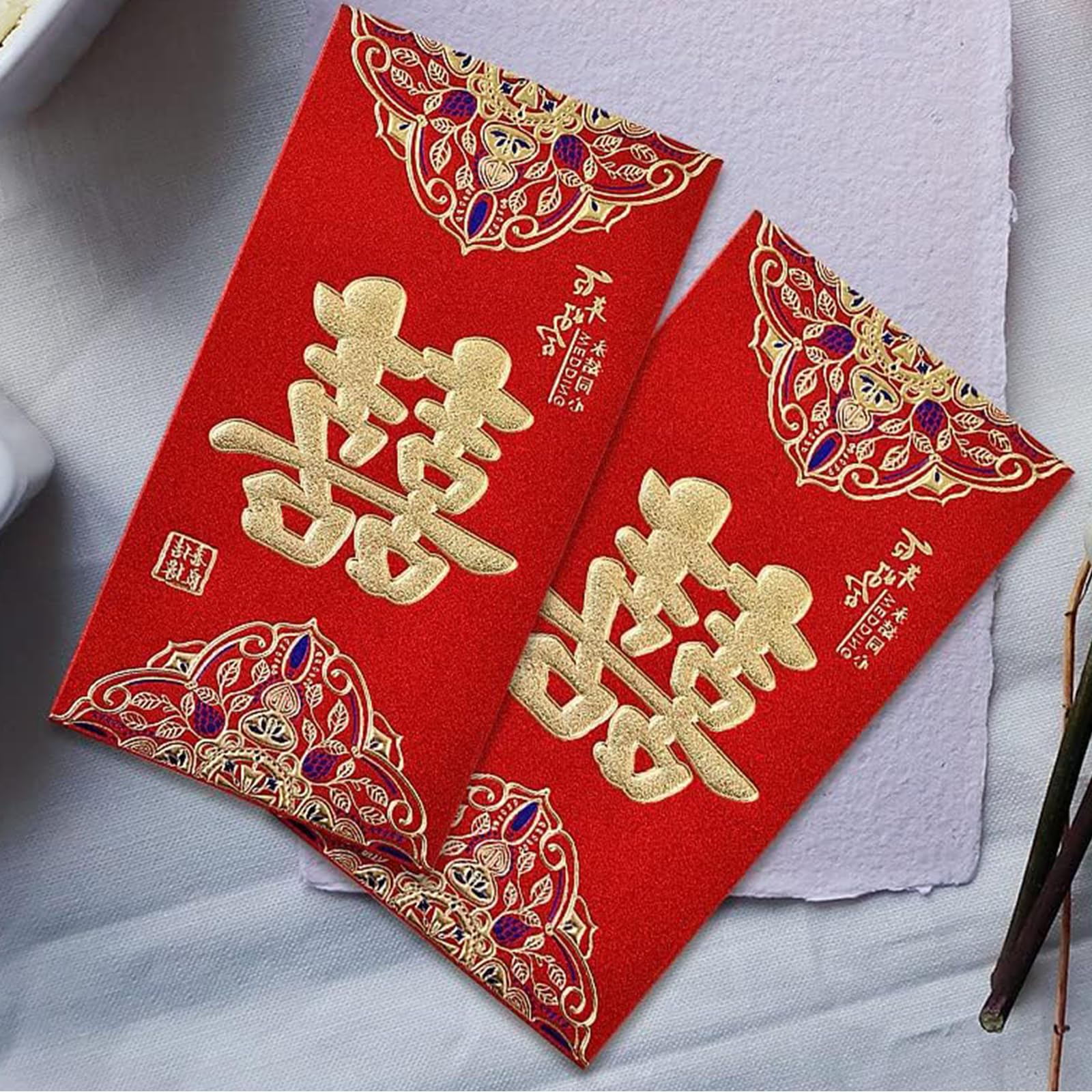 12PCS Lucky Money Envelopes Traditional Chinese Red Money Pockets Red Envelopes for Wedding (Style B), 9 x 17 cm - Image 4