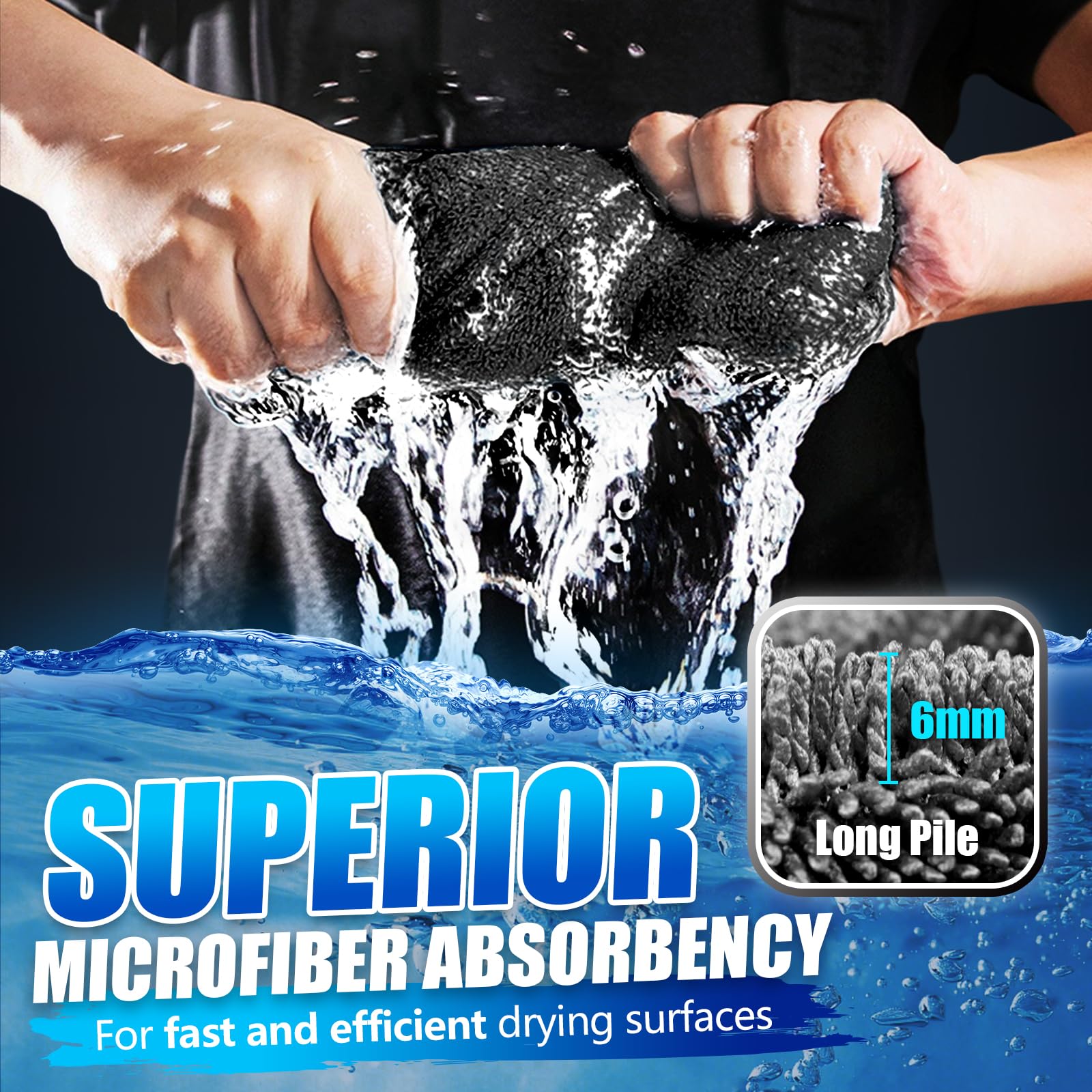 Airlab Car Drying Towel Microfiber Towels for Cars 1200 GSM Wash Auto Detailing Supplies Twist Pile Cleaning Cloth — view 3