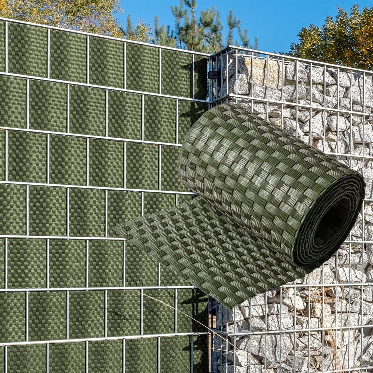 LZQ Strisce frangivista in PVC a doppia asta, con 30 clip di fissaggio, oscuranti, per recinzioni da giardino (70 m x 19 cm, antracite