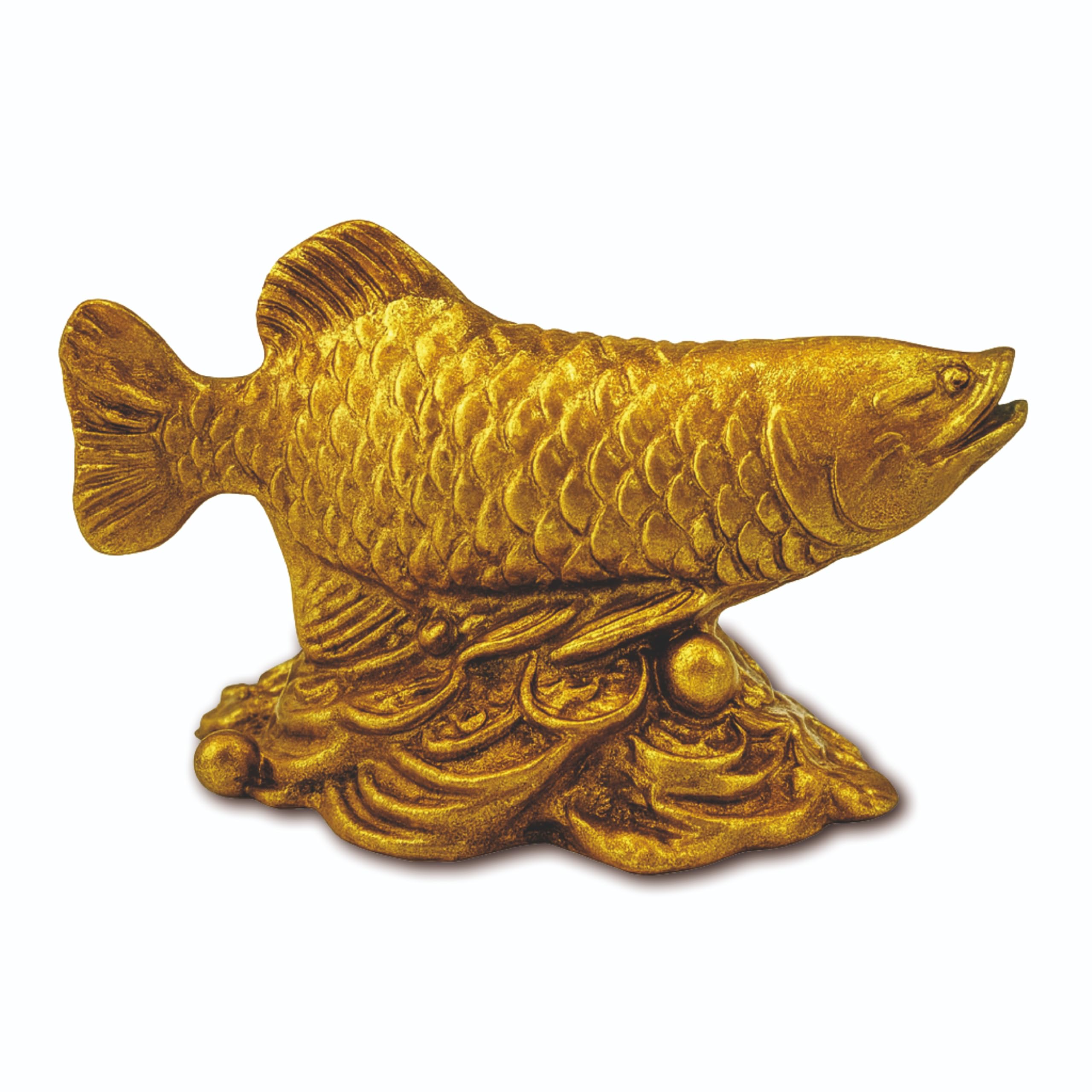 HOME GENIE "Golden Arowana Fish Feng Shui Showpiece | Symbol of Wealth & Prosperity | Handcrafted Home & Office Decor