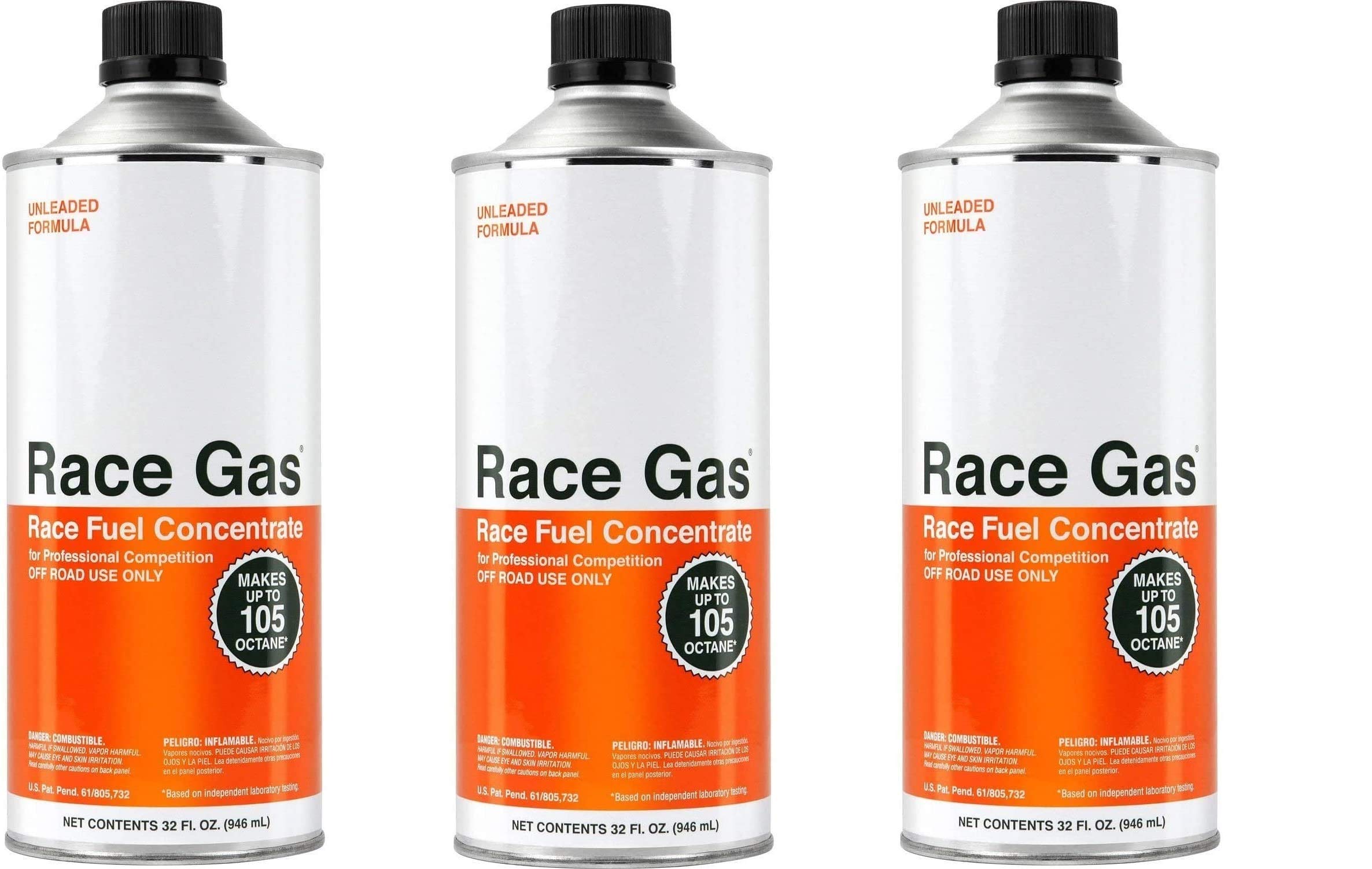 RaceGas 100032 Premium Race Fuel Concentrate Increases Gasoline Up to 105 Octane, Pack of 3