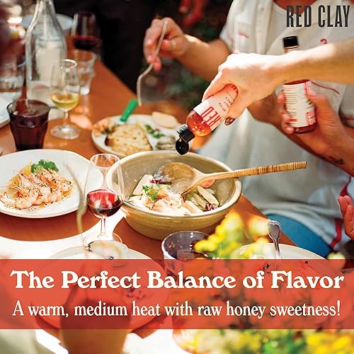 Miniatura 4 de Red Clay - Miel caliente de melocotón picante y miel picante con caja de regalo, 100% pura miel de flores silvestres cruda, de origen sostenible,