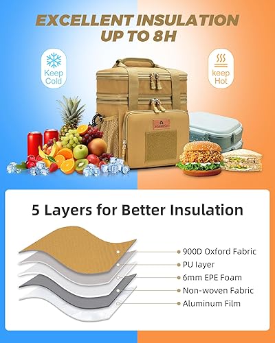 Miniatura 6 de HSHRISH Lonchera táctica expandible extragrande para adultos, bolsa de almuerzo aislada impermeable con mucho espacio de almacenamiento, bolsa