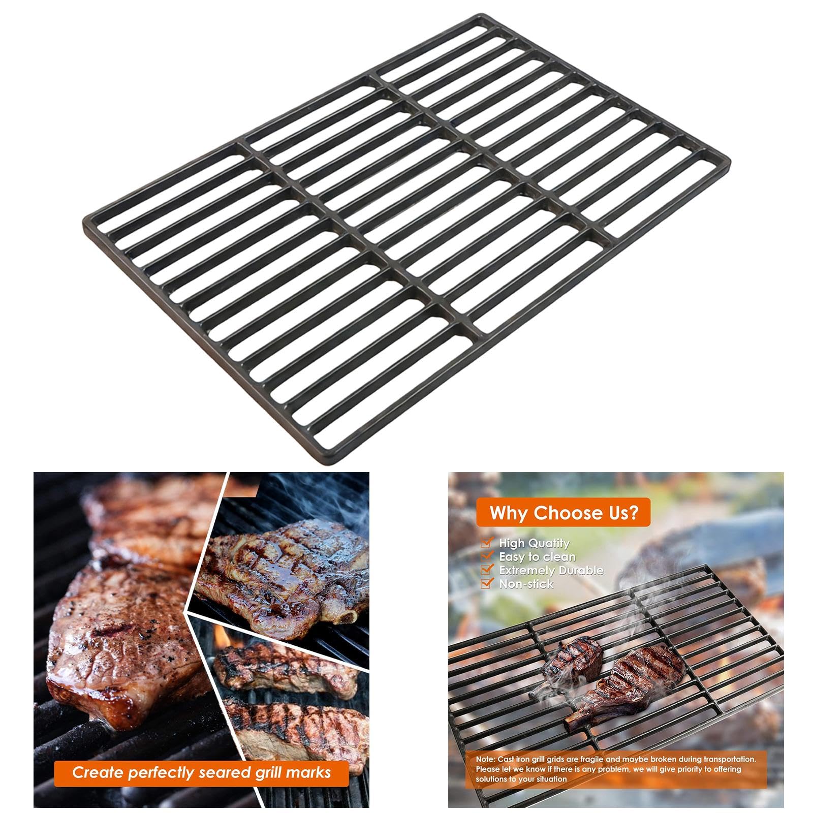 Parrilla para Horno de Hierro Fundido Rejilla de Asado Malla de Barbacoa y Rejilla Enfriadora Fácil de Transportar y Usar Adecuada para Picnic Cocina, 41 Cm X 27 Cm