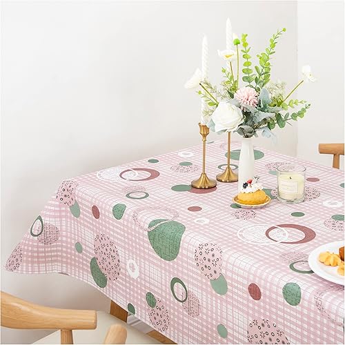 Vista 149 de FIFTY FEET Mantel rectangular de 70 x 52 pulgadas, mantel de vinilo con respaldo de franela para mesas rectangulares impermeable, cubierta de mesa