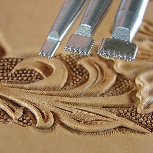 Miniatura 3 de Bar Grounder Sellos de cuero, juego de 3 herramientas de artesanía en cuero, herramientas de estampado de acero inoxidable, Zhong Jiang