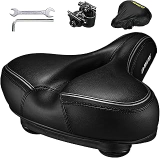 DAWAY C30 Comfortable Oversized Bike Seat - Compatible with Peloton, Exercise, Mountain or Road Bikes, Extra Wide Bicycle Saddle Replacement with Memory Foam Cushion for Men Women Comfort