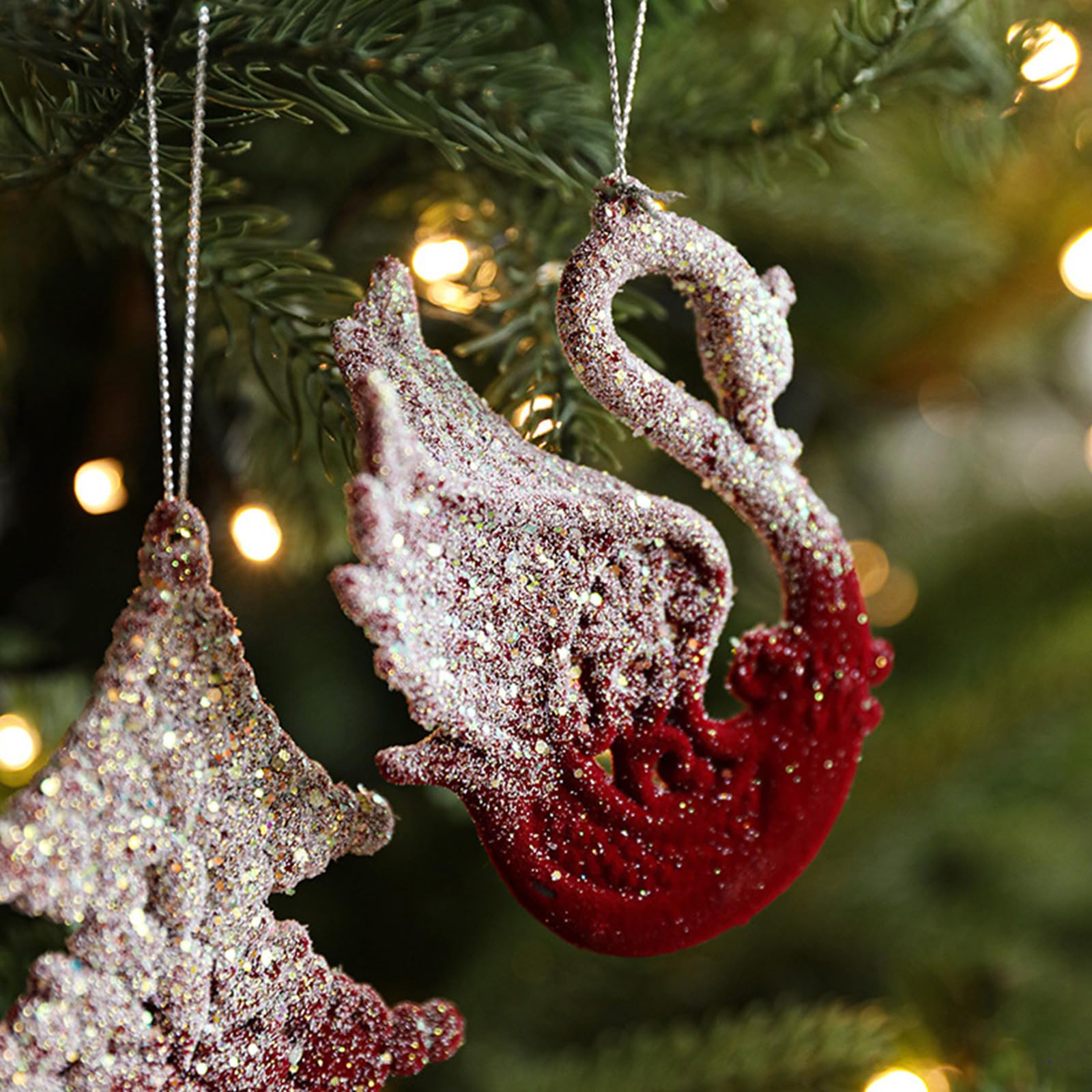Confezione da 8 decorazioni per albero di Natale, decorazioni natalizie a forma di stella, fiocco di neve, renne, decorazioni da appendere a forma di stella, renne