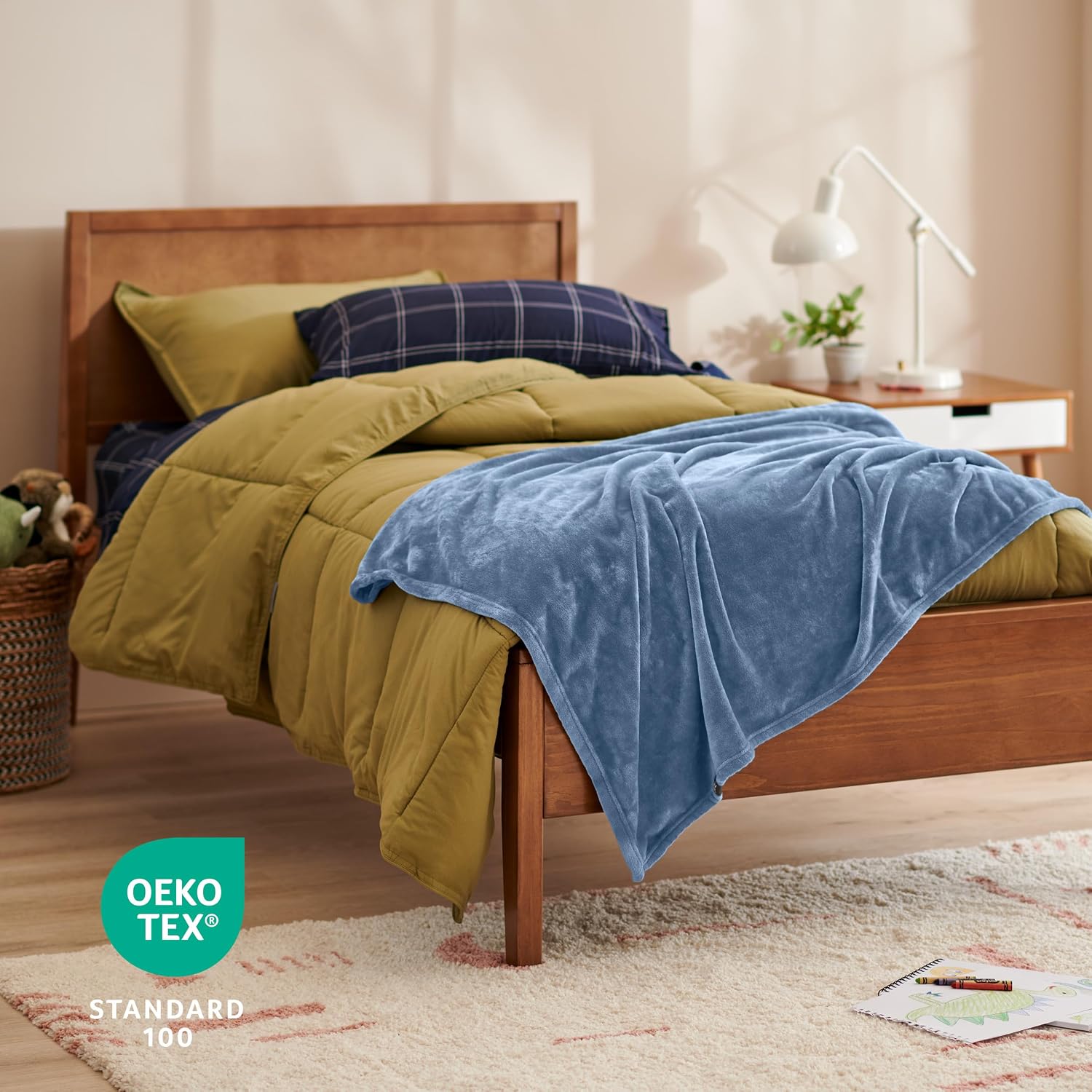 Bare Home Fleece Blanket - Kid Size - Ultra-Soft Lightweight for Bed, Sofa, and Couch - Luxury Microplush - Cozy Warm Blanket (Kid, Coronet Blue)