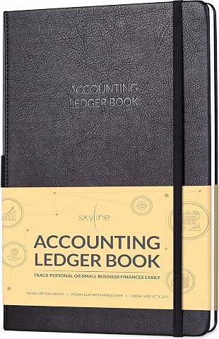 Skyline Accounting Ledger Book for Bookkeeping Small Business, Black