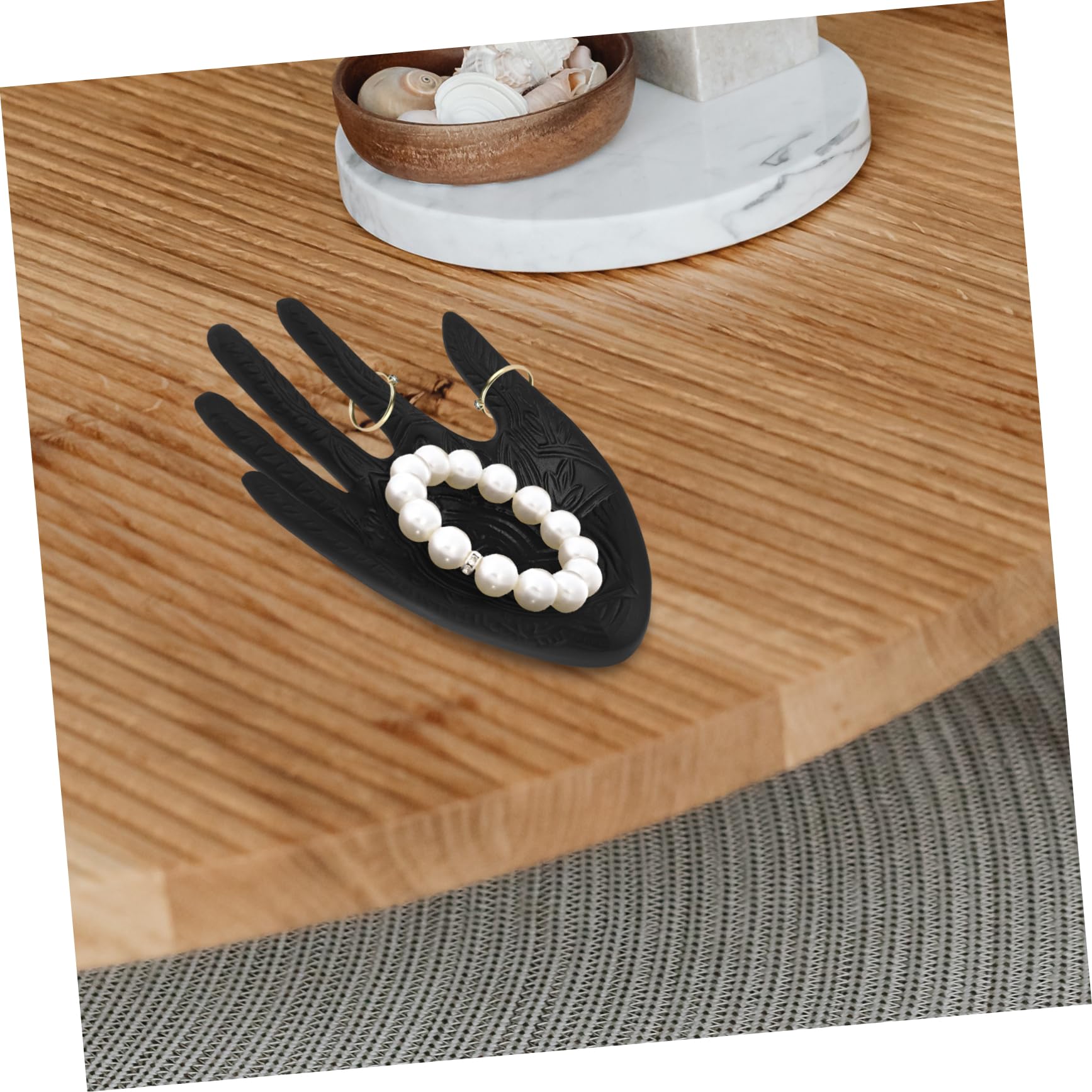 SHINEOFI 2St Schmuckständer Ring Schachteln Ring schatulle Jewellery Boxes schmuckbaum schmuck präsentation Handschmuckhalter Ringhalter aus Harz Ringhalter in Handform Ringständer Black