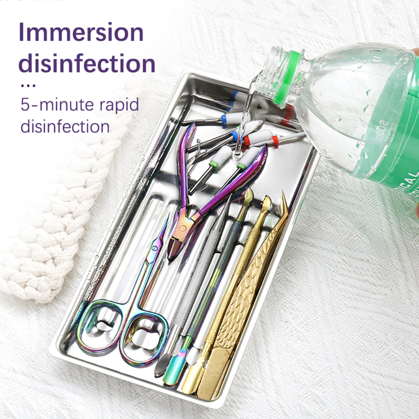 Caja esterilizadora de herramientas de uñas, bandeja de esterilización de acero inoxidable, herramienta de esterilización de uñas para arte de uñas, herramienta de manicura de resistencia