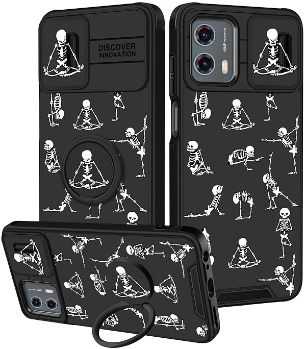 Goocrux for Moto G 5G 2023 case - Women Goth Boys Kids Phone Cover Skull Skeleton Gothic Design with Slide Camera Cover and Ring Holder Fashion Cases for Motorola G 5G 2023 by Goocrux - Used condition - US$7.05
