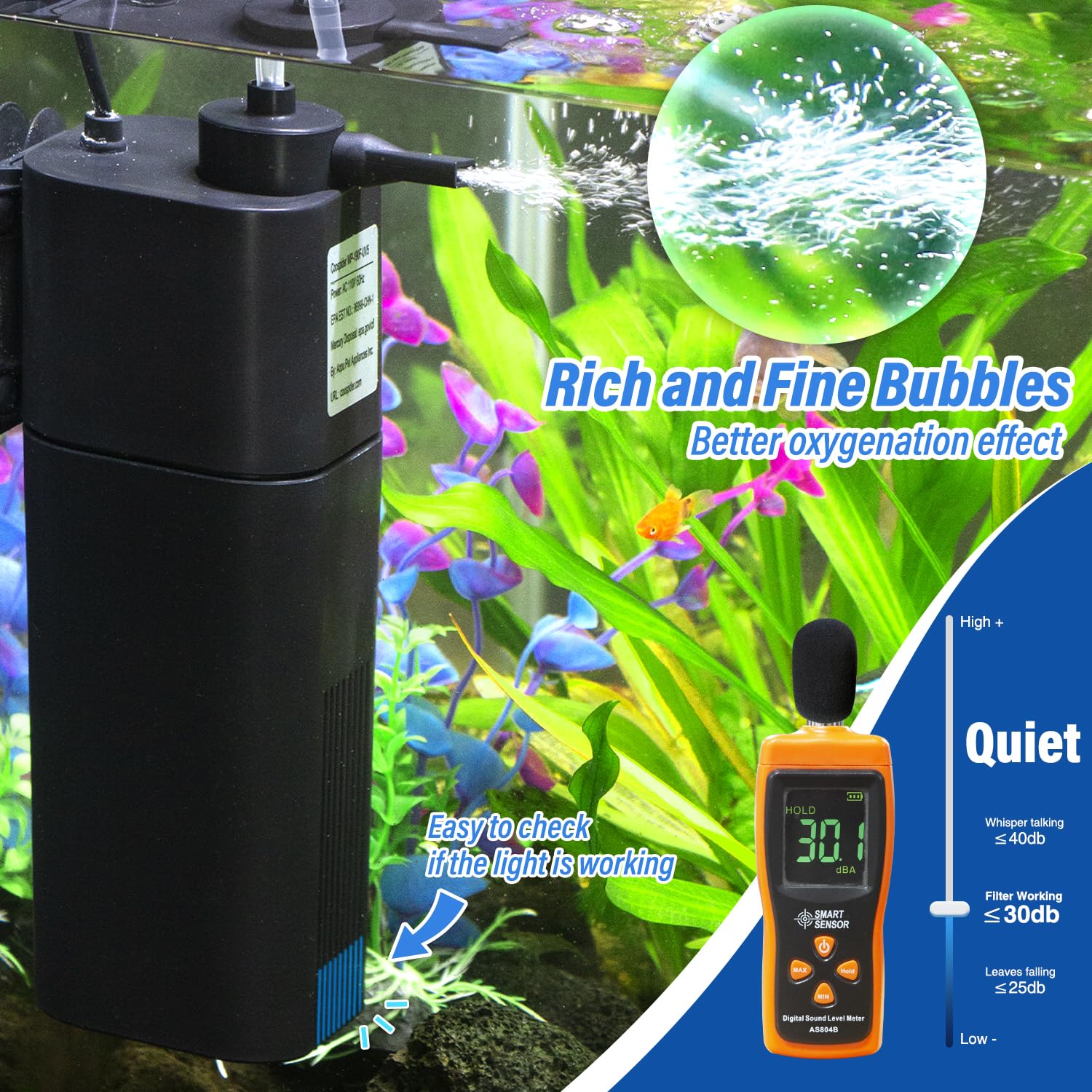 TARARIUM U-V Aquarium Filter for Fish Turtle Tank,Extra Small fit 10-20Gal — Amazon image 2