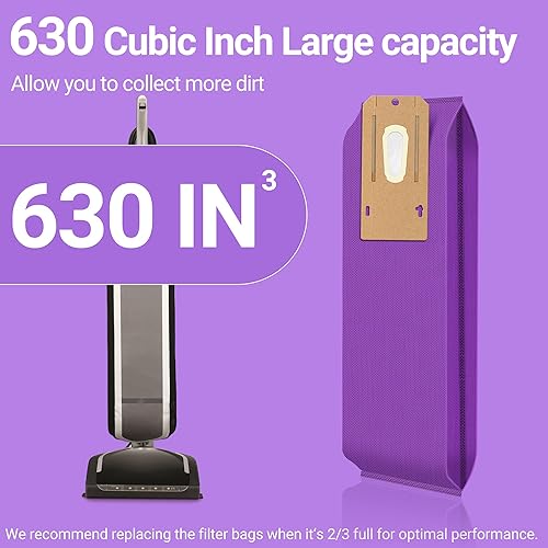 Miniatura 6 de Paquete de 12 bolsas verticales de repuesto para aspiradora CC HEPA color morado, parte AK1CC6H, aptas para todos los modelos Oreck Elevate X3, X5,