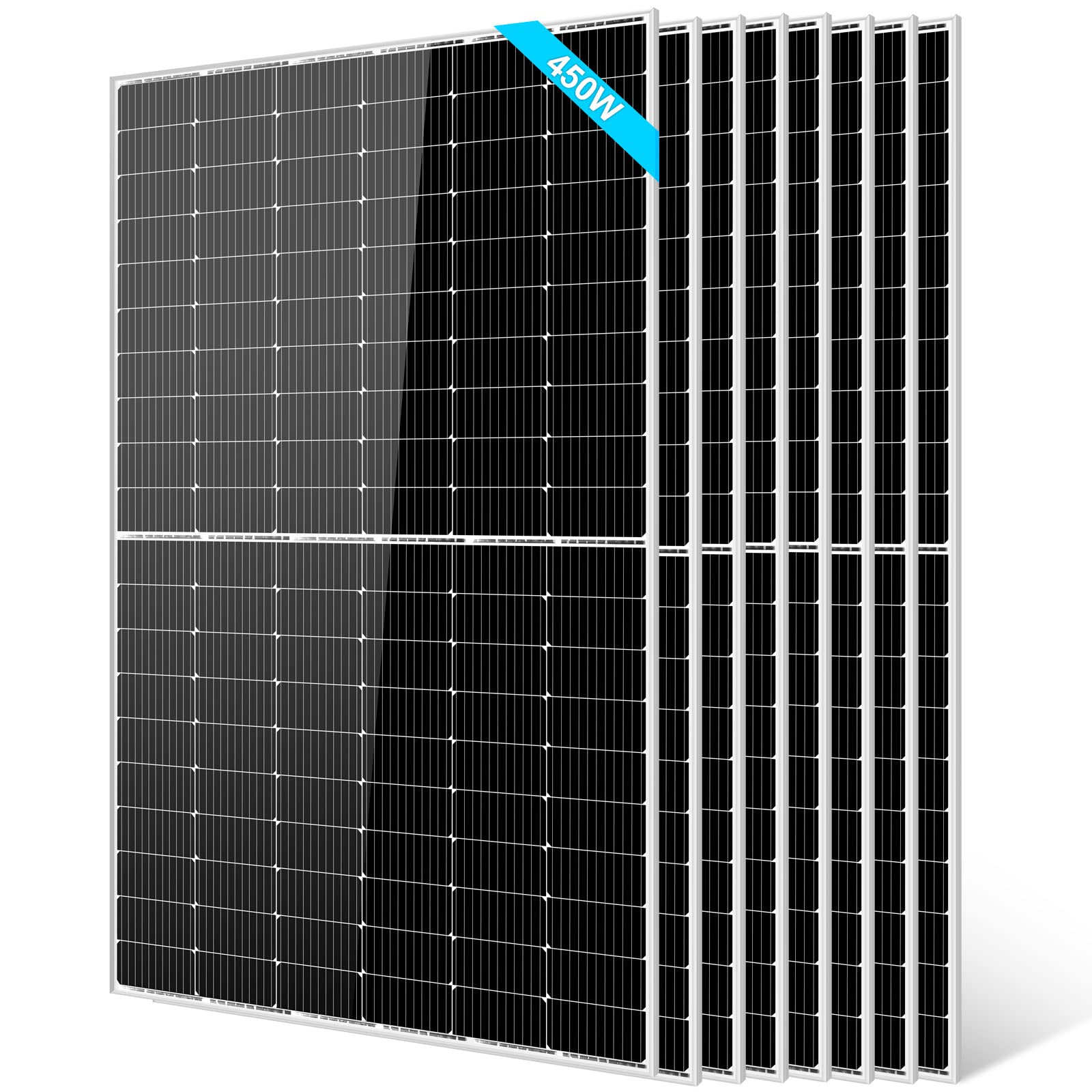 SUNGOLDPOWER 8PCS 450W Solar Panels Monocrystalline UL 61730, Grade A Solar Cell,Waterproof IP68,High Efficiency Solar Panel On/Off Grid for Charging