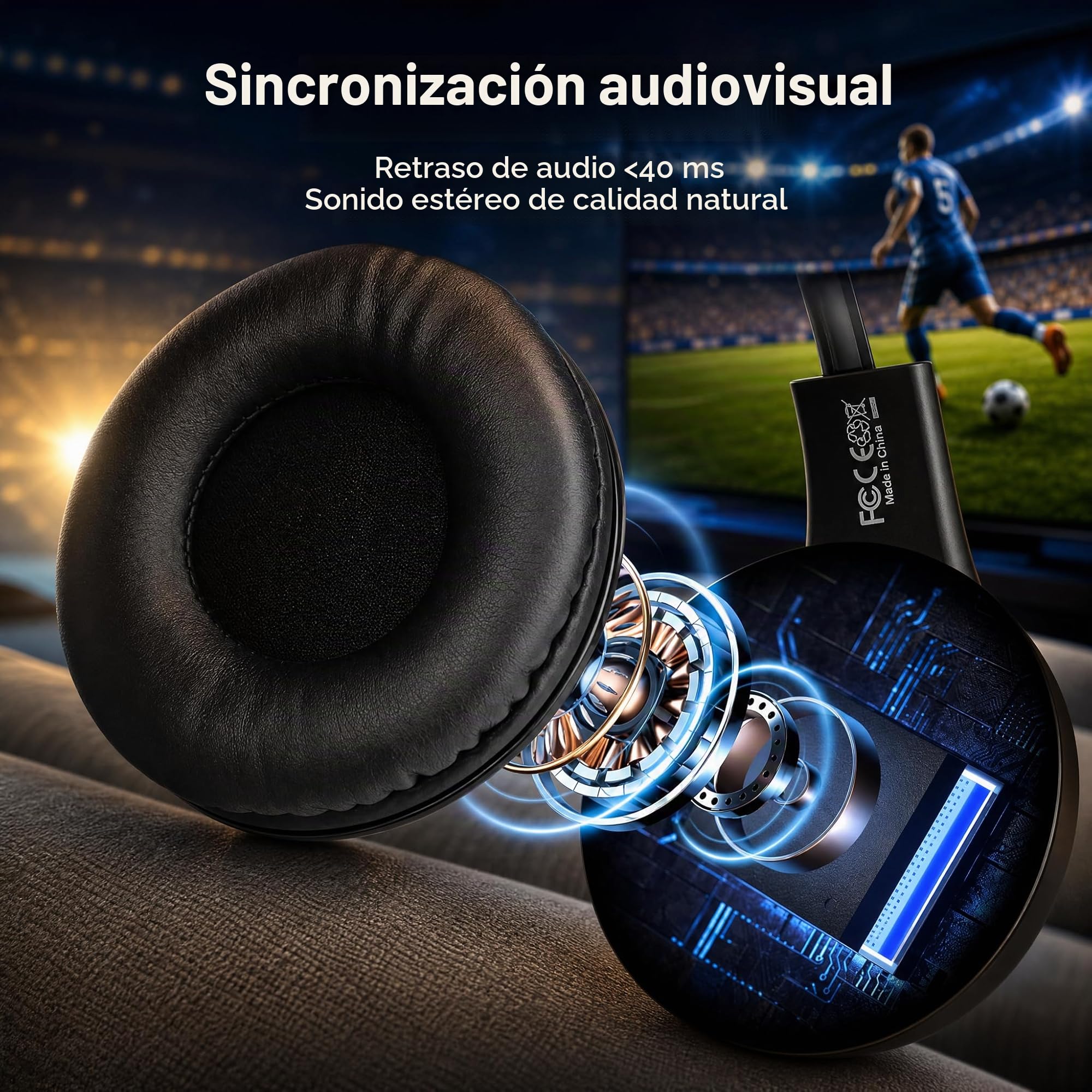 Retekess TA005 Auriculares Inalámbricos para TV,Auriculares TV Inalámbricos,Batería Recargable Integrada,Compatible con Entrada Estéreo,AUX y RCA,Alto Volumen para Personas Mayores