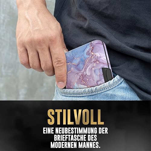 Vista 4 de TopMost Cartera de aluminio, cartera para tarjetas, tarjetero de metal RFID para hombres y mujeres, 6 ranuras de algodón para 12 tarjetas