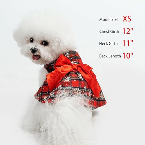 Miniatura 72 de PUPTECK Vestido de Navidad para perro, disfraz de cachorro, ropa para perros pequeños con falda de lazo, pijama Rojo (Navidad)