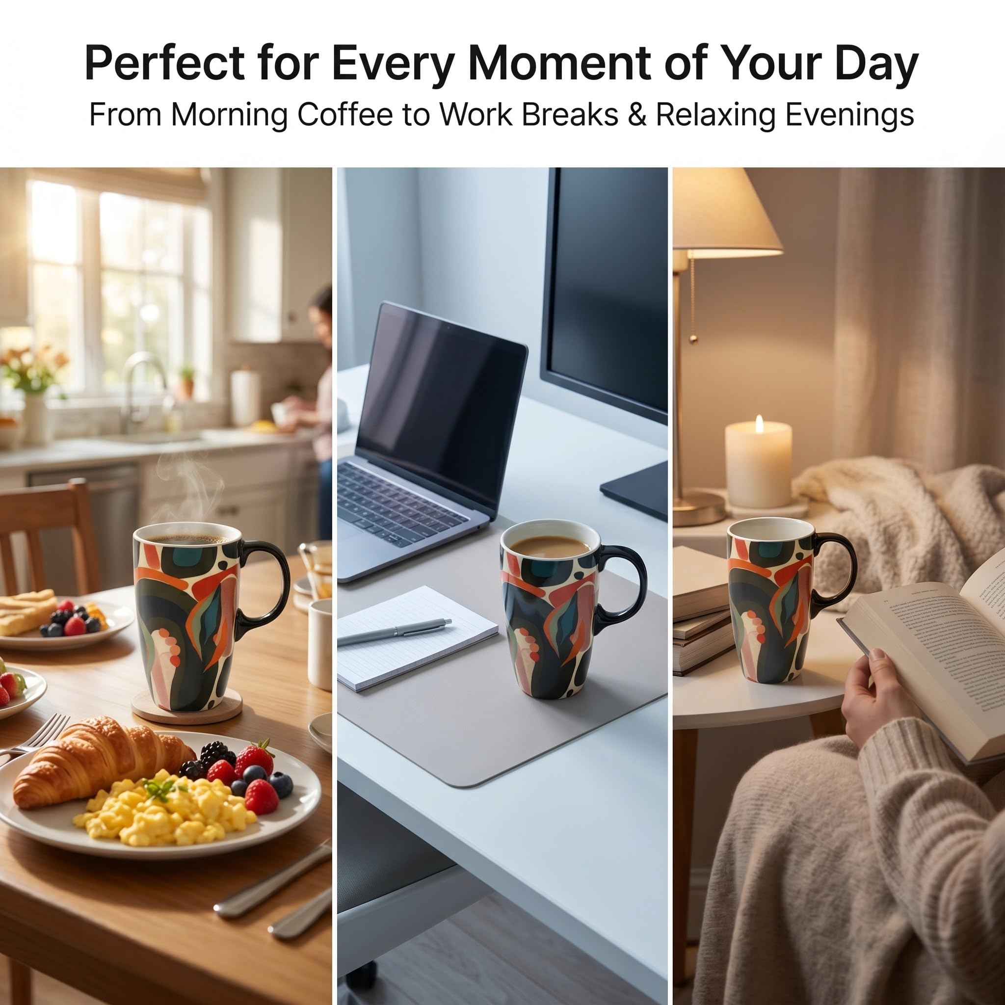 Taza de cerámica de café Latte taza de té con tapa 17 oz. Naranja