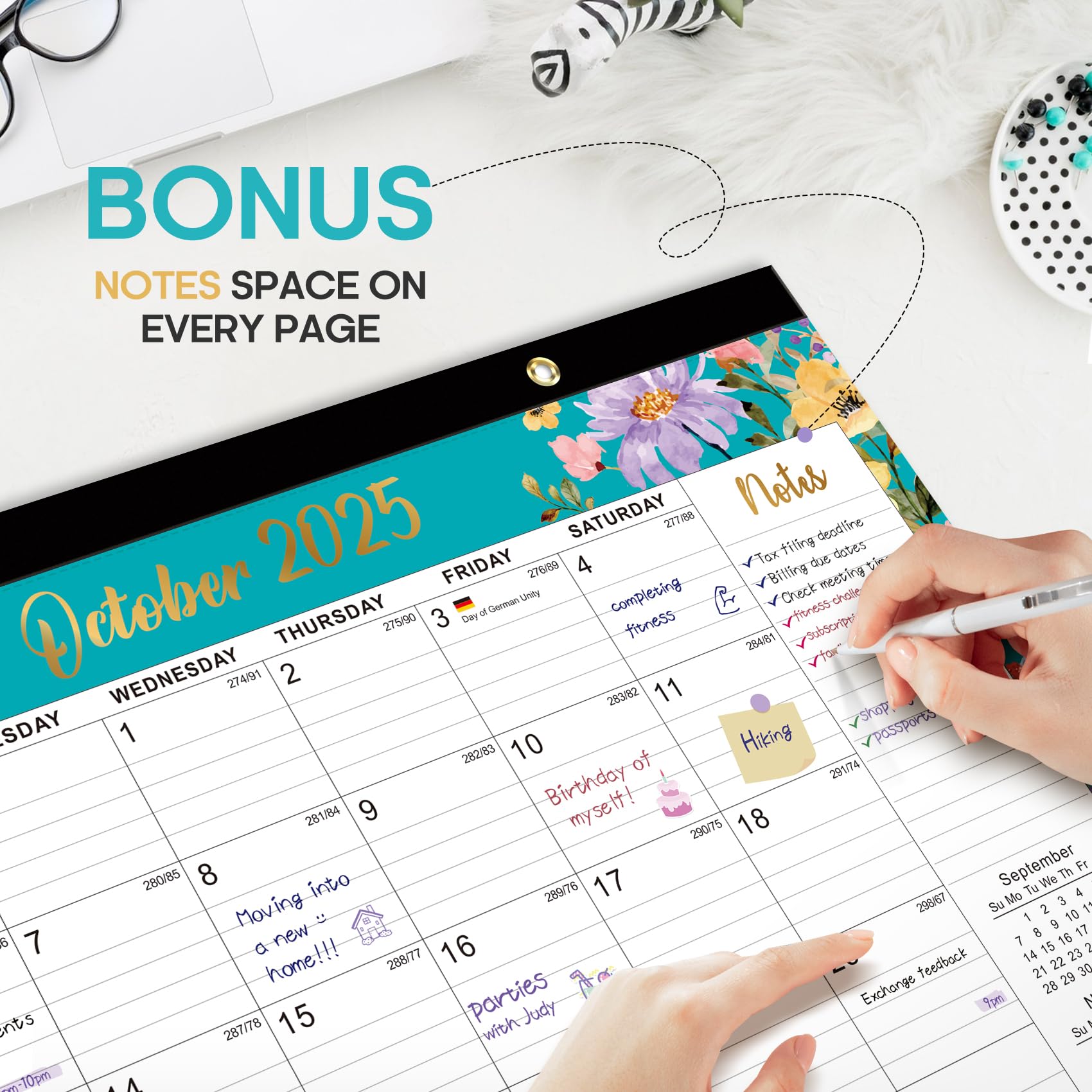 Desk Calendar 2026-2027, 18 Months Calendar Runs From January 2026 To June 2027 Large 17 X 12 Desktop Wall Monthly Calendar Planner For Home School And Office Vintage - View #3