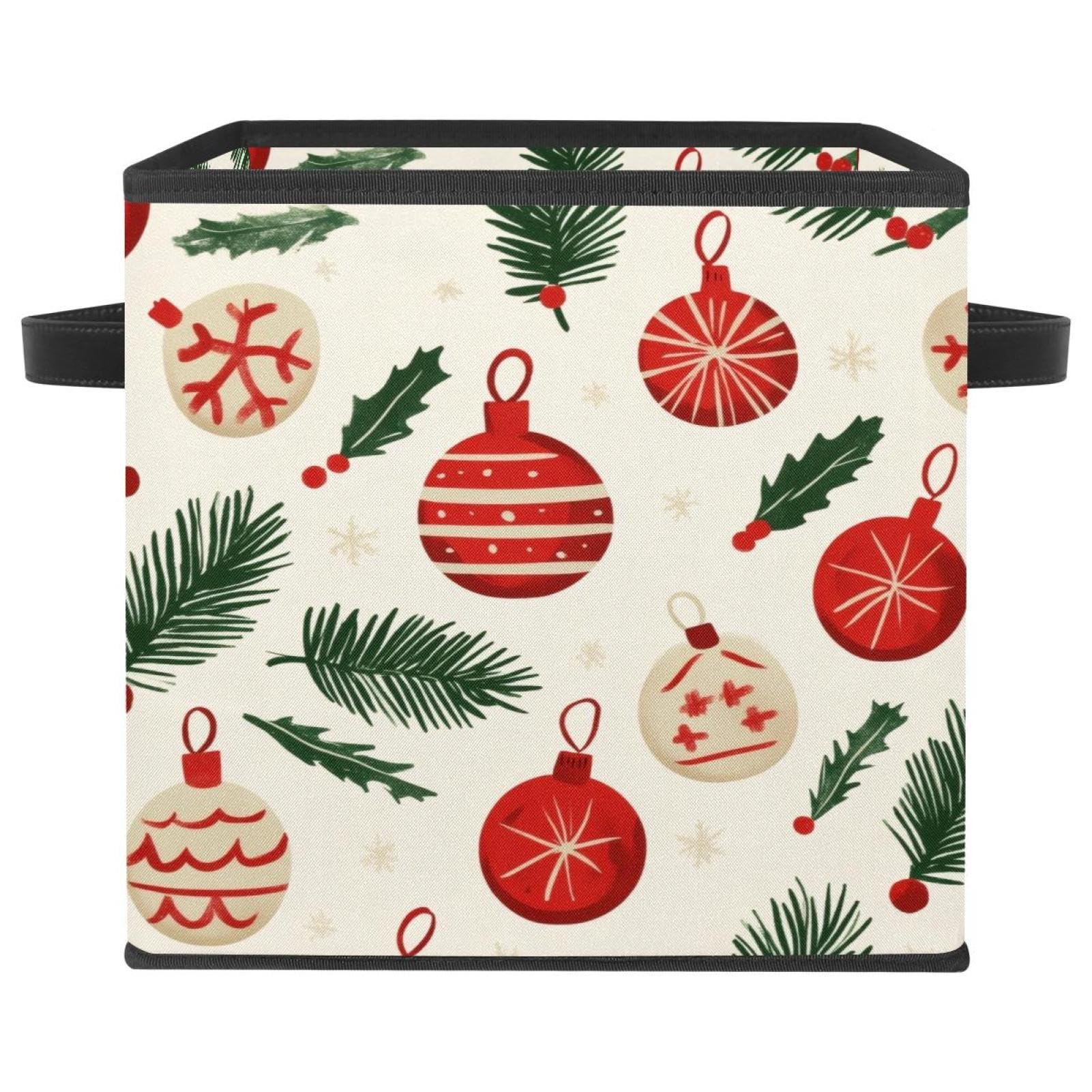 Grand cube de rangement boules de Noël pliable en tissu Oxford à double poignées