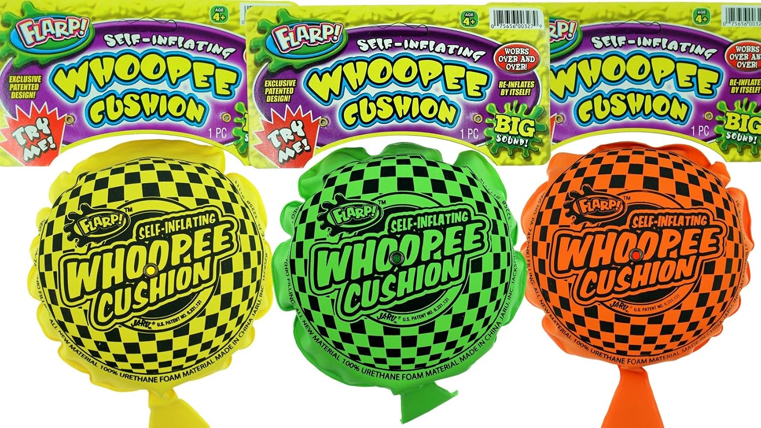 JA-RU Whoopee Cushion Self Inflating Flarp Original (Pack of 3) Kids and Adult Fart Toy | Prank Self-Inflating. Whoopie Makes Gas Sounds Item #327-3p