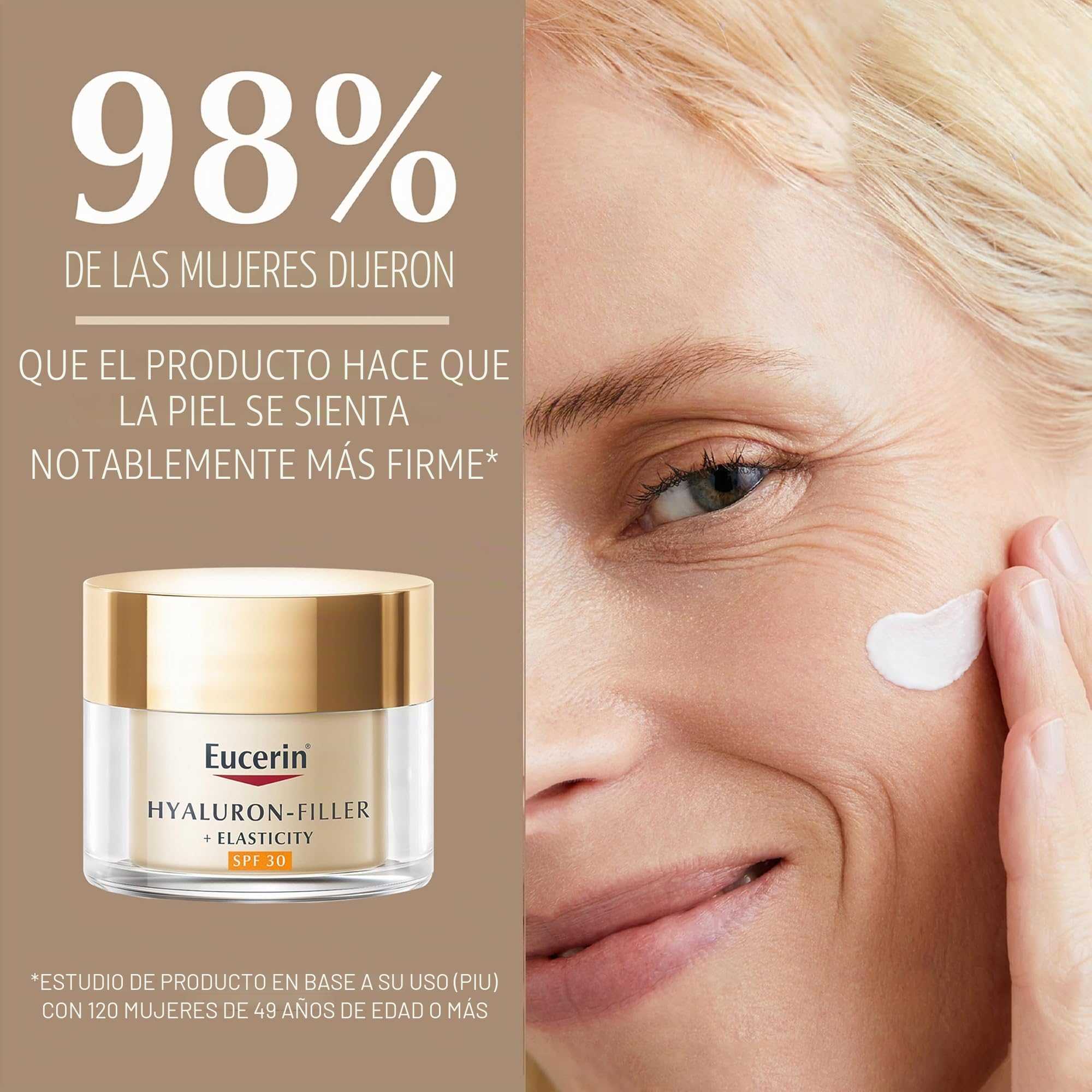 Eucerin Hyaluron-Filler + Elasticity Crema de día SPF 30 50 ml, crema facial antienvejecimiento para piel refinada, hidratante facial nutritiva SPF con ácido hialurónico y colágeno