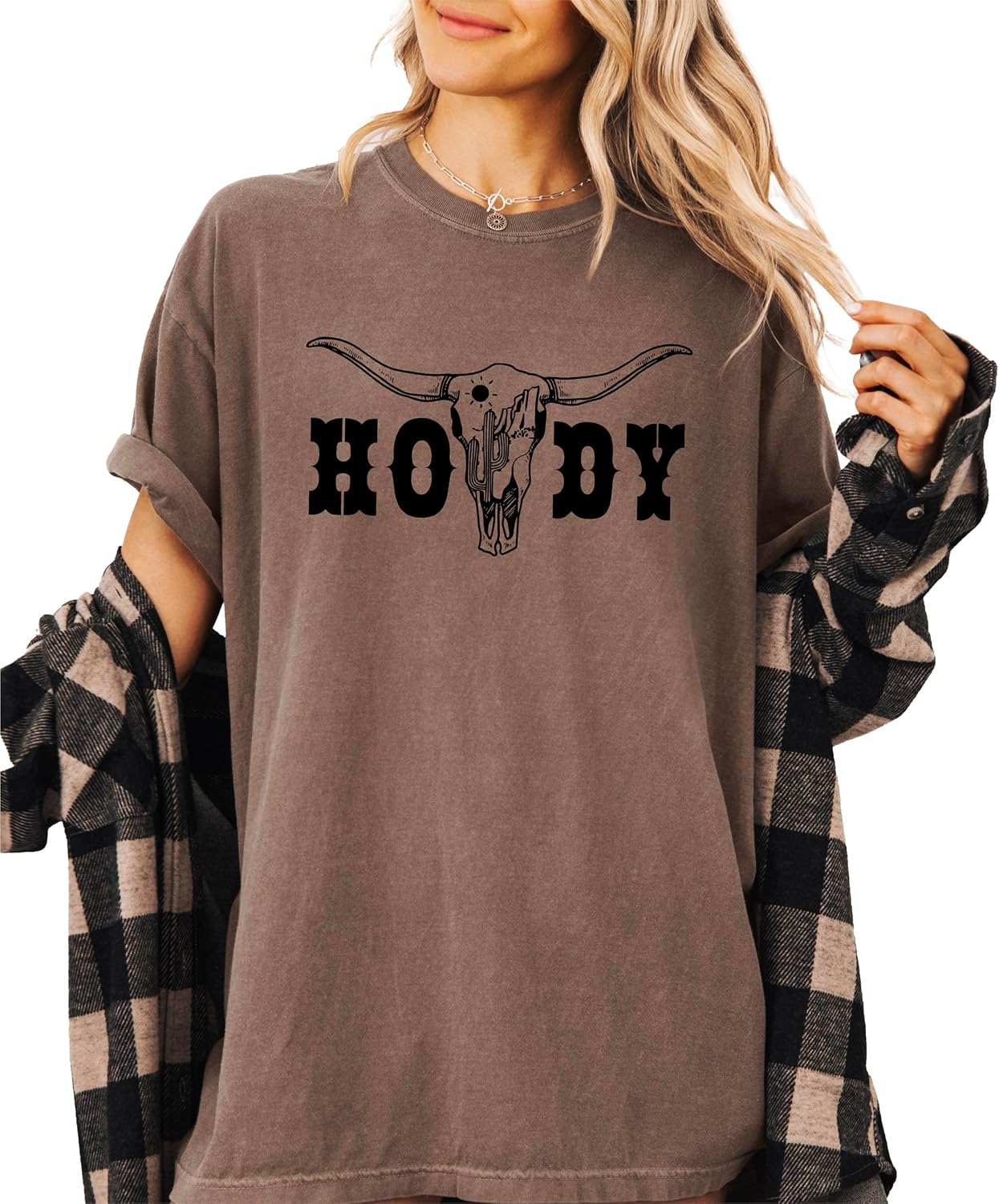 Howdy Shirt for Women & Teens Western Bull Skull Tee for Ladies