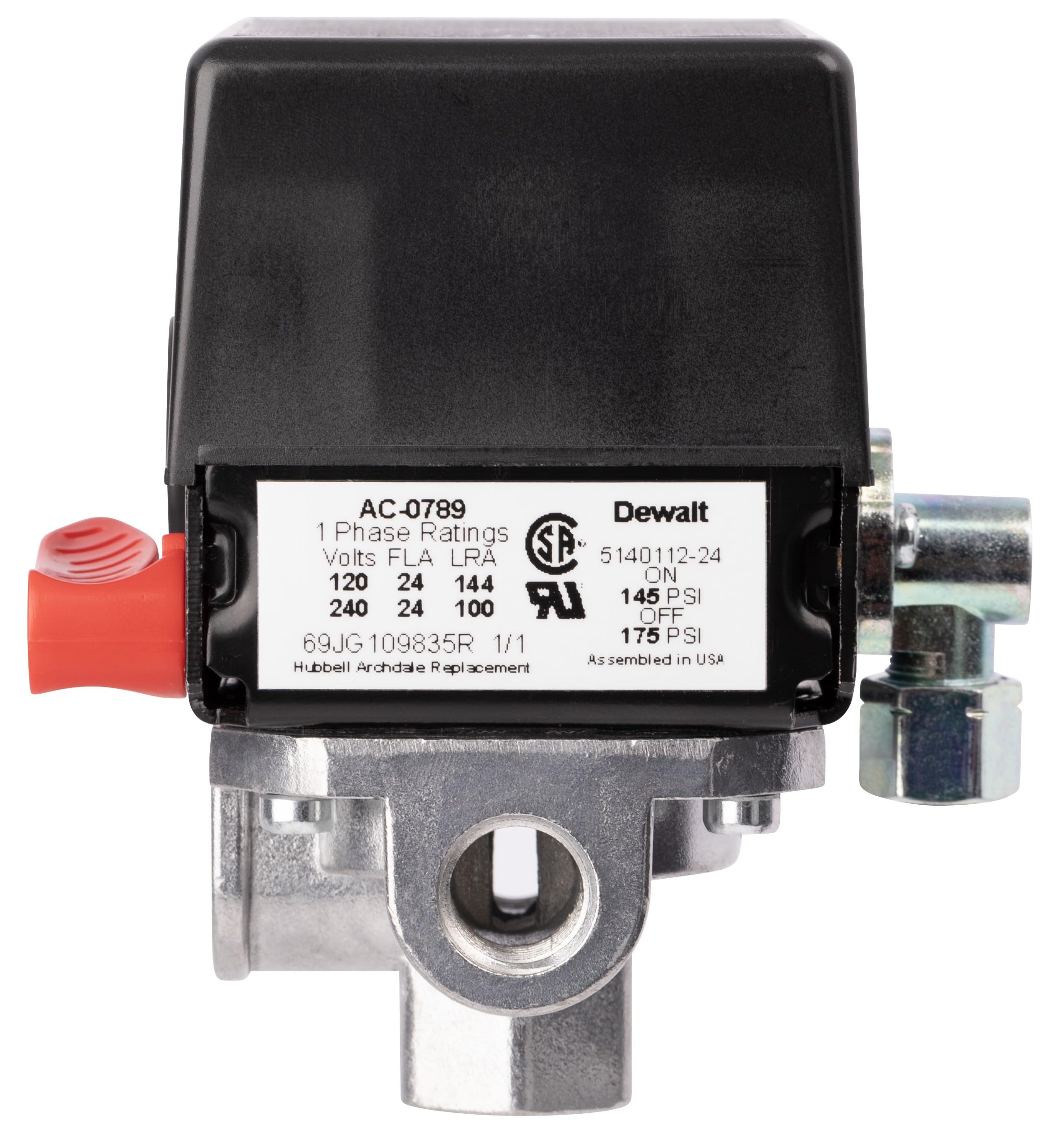 Amazon.com: Z-AC-0789 Pressure Switch 4-Port 145-175 PSI 2-Pole