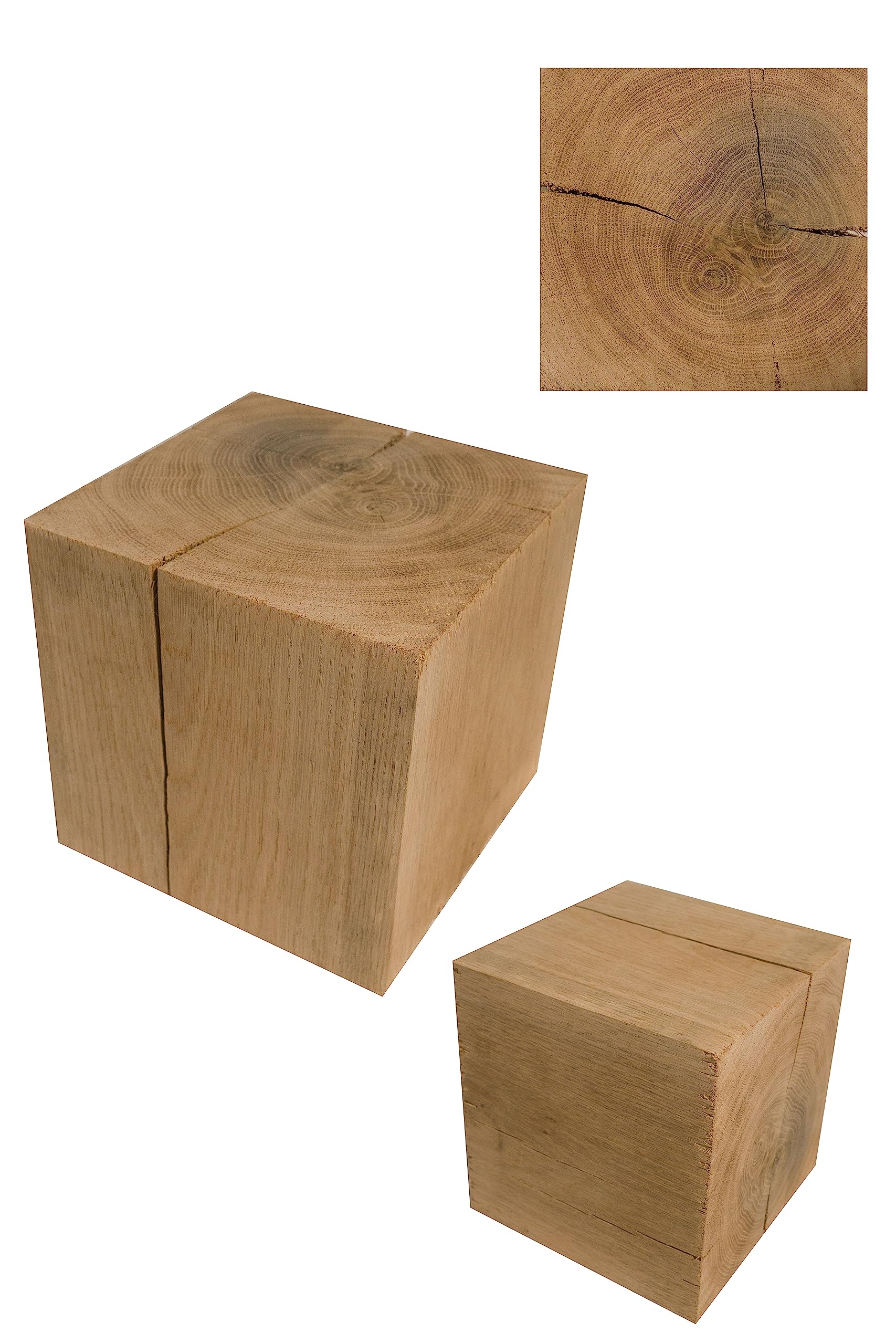 Bloques de Roble, Bloques de Madera Maciza de 15x15x...cm, columnas de Roble tratadas, Bloques Decorativos de Madera, Soporte de Flores, Natural, rústico, Hecho a Mano, Artesanal (15x15x40cm)
