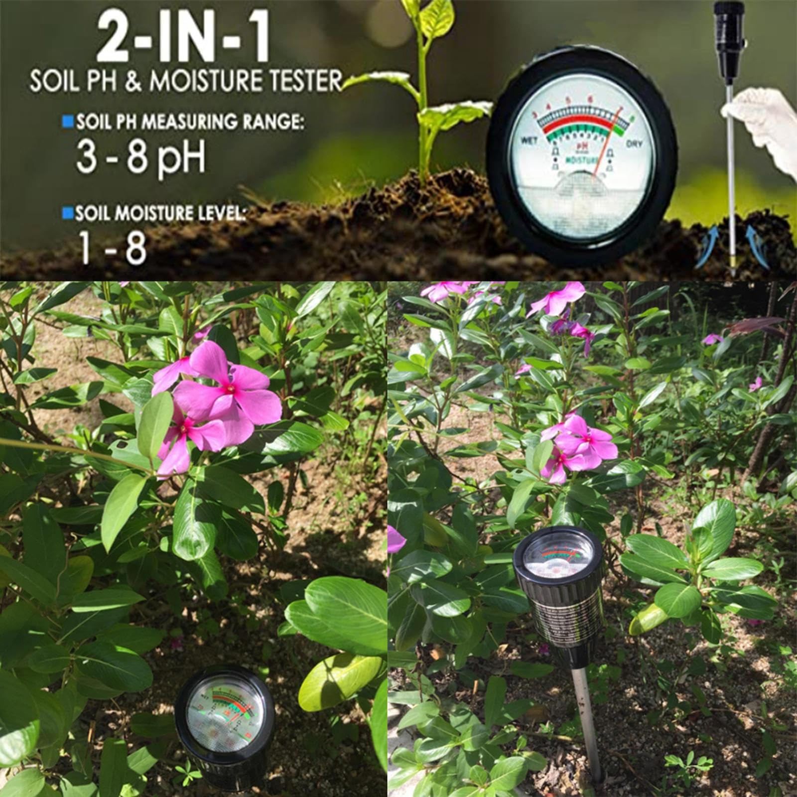 Misuratore di pH del terreno preciso, strumento essenziale per i | giardinieri che desiderano monitorare le prestazioni delle piante con dati in tempo reale, facile da trasportare per esterni,