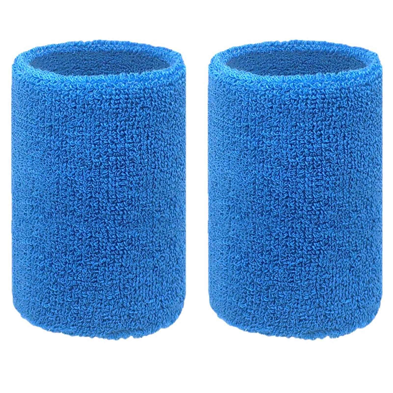 HAPPYWENDY Colorful Cotton Sport Wristband for Men and Women - 4" Athletic Terry Cloth Sweatband in Neon Colors - Wrist Sweat Band for Tennis, Basketball, Running, Gym (1 Pair)