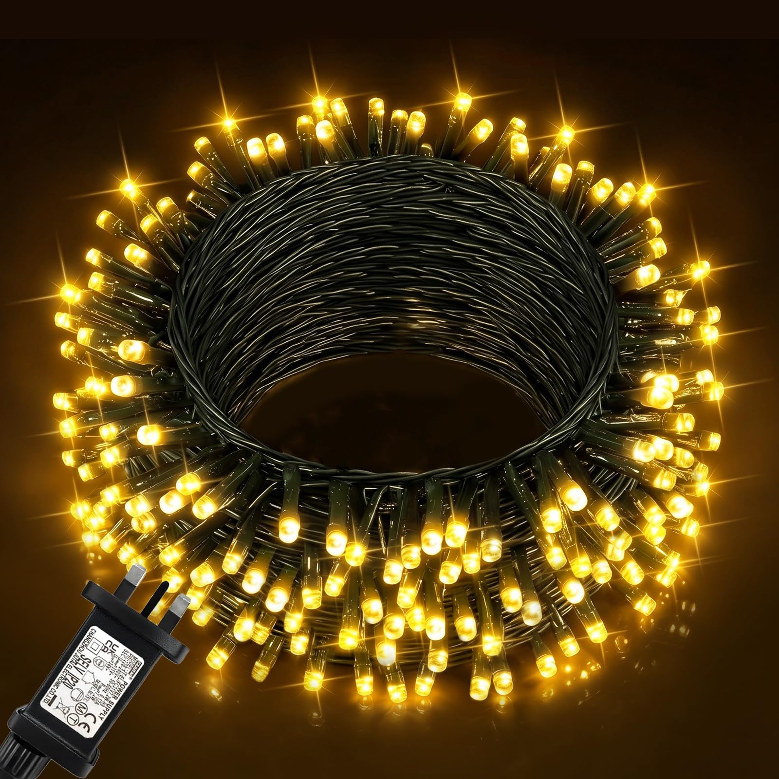 Meision Fairy Lights Plug in 10m/33ft 100LED, Garden Lights with 8 Modes, Timer, Memory Function, Christmas String Lights Mains Powered for Indoor, Outdoor, Festival Decor, Warm White