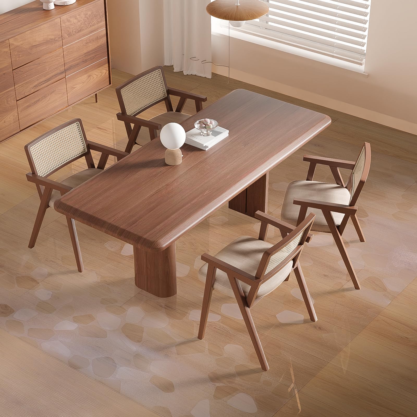 FURKIT Clear Area Mat for Hard Floors, 4'×6' No Slip Vinyl Floor Mats for Under Dining Table, Pebble Patterned Waterproof Rug Protector for High