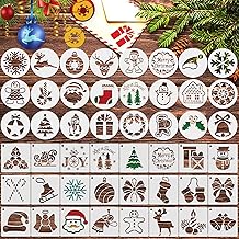 EBANKU 48 Pieces Christmas Stencils Templates, Reusable Christmas Drawing Painting Template Xmas Plastic Drawing Stencil for Scrapbooking, Drawing, Graffiti, Wall, Wood, Notebook(48 Styles)