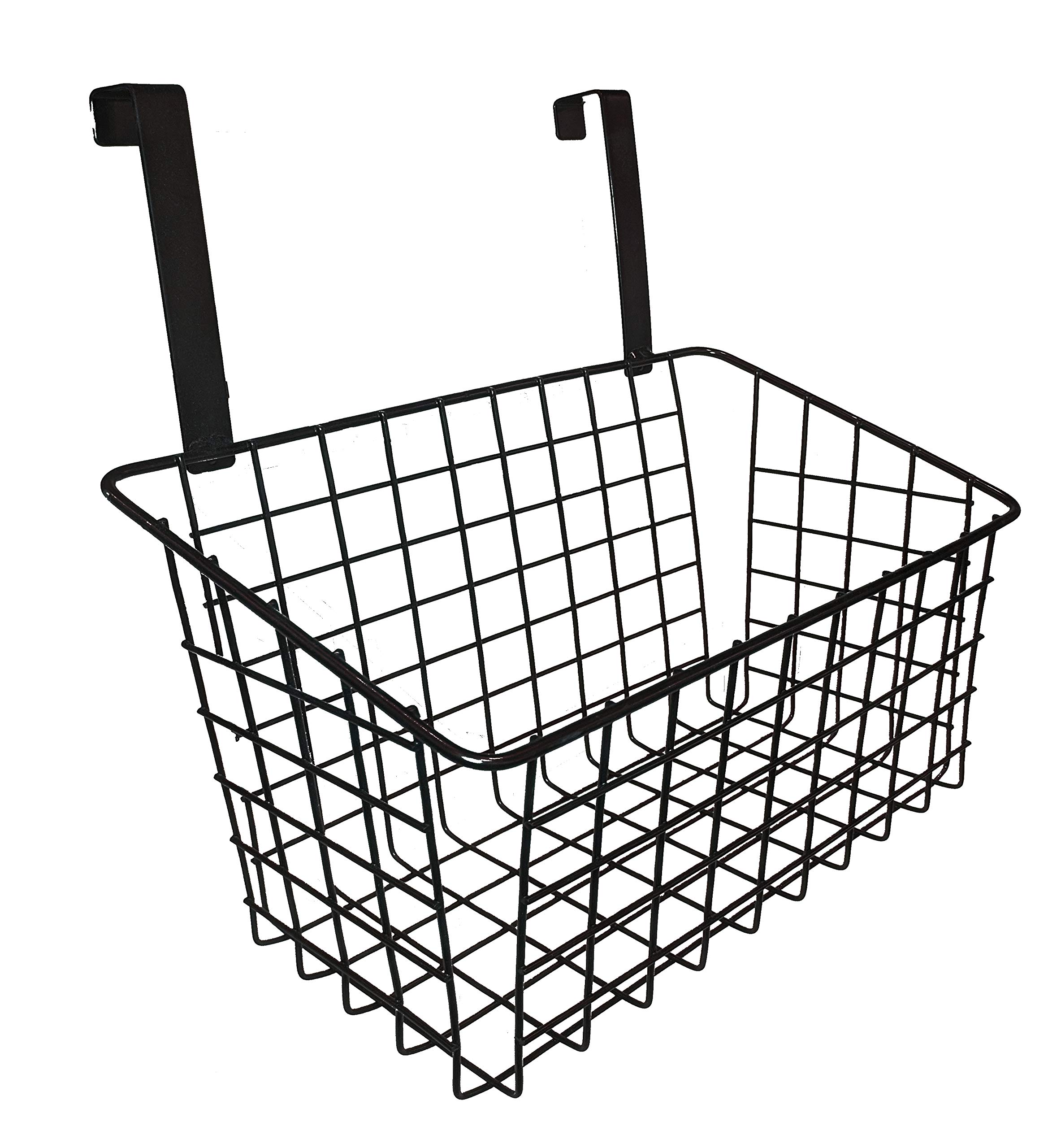 StyleysIron Multifunctional Kitchen Rack Over The Cabinet Door Wire Storage Basket (S11102, Black, 1)