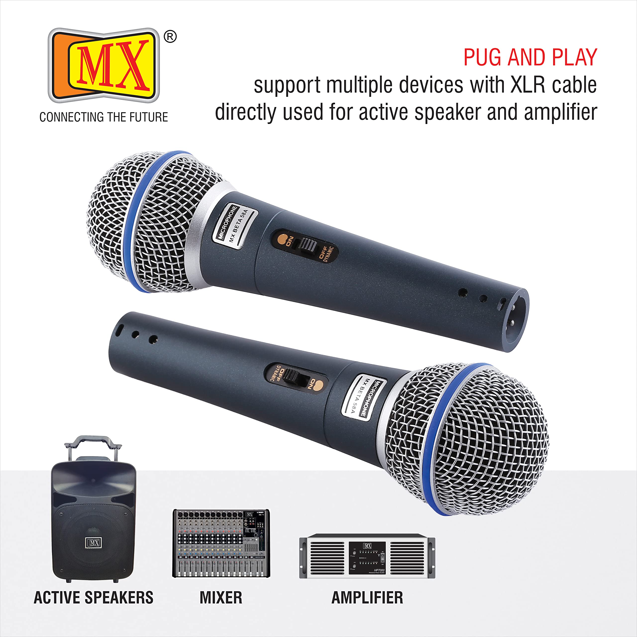 MX beta 58a Microphone Dynamic Cardioid XLR Cable Unidirectional Microphone for Solo Vocals mic for Karaoke Singing mic Speech Recording 2