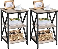 Vista 9 de Yaheetech Mesas auxiliares industriales, mesas auxiliares de 3 niveles con estantes de almacenamiento para sala de estar, mesas de sofá de diseño