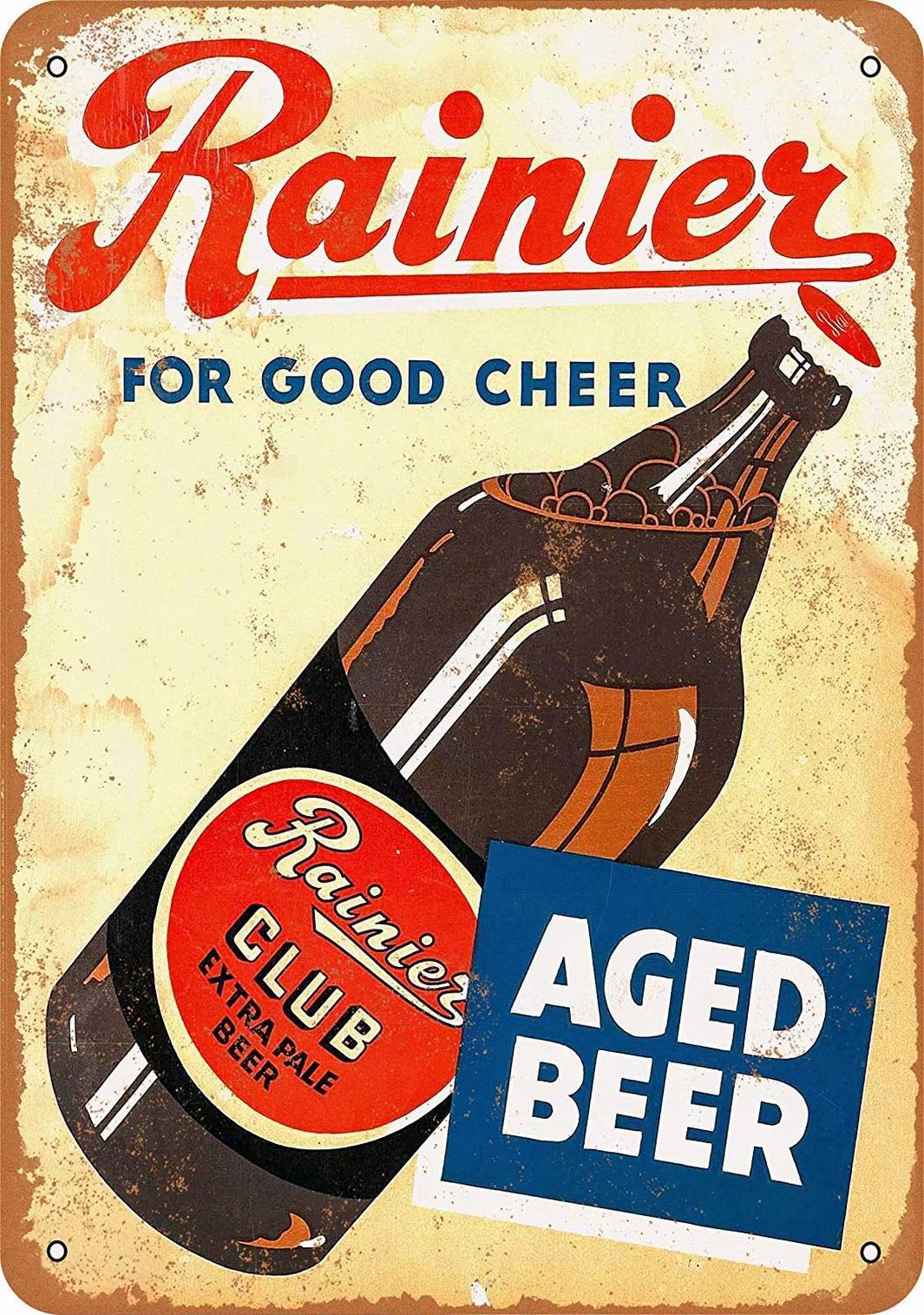 1934 Rainier Club Extra Pale Beer Tin Sign - Vintage Metal Wall Decor, 8x12 Inches - View #9