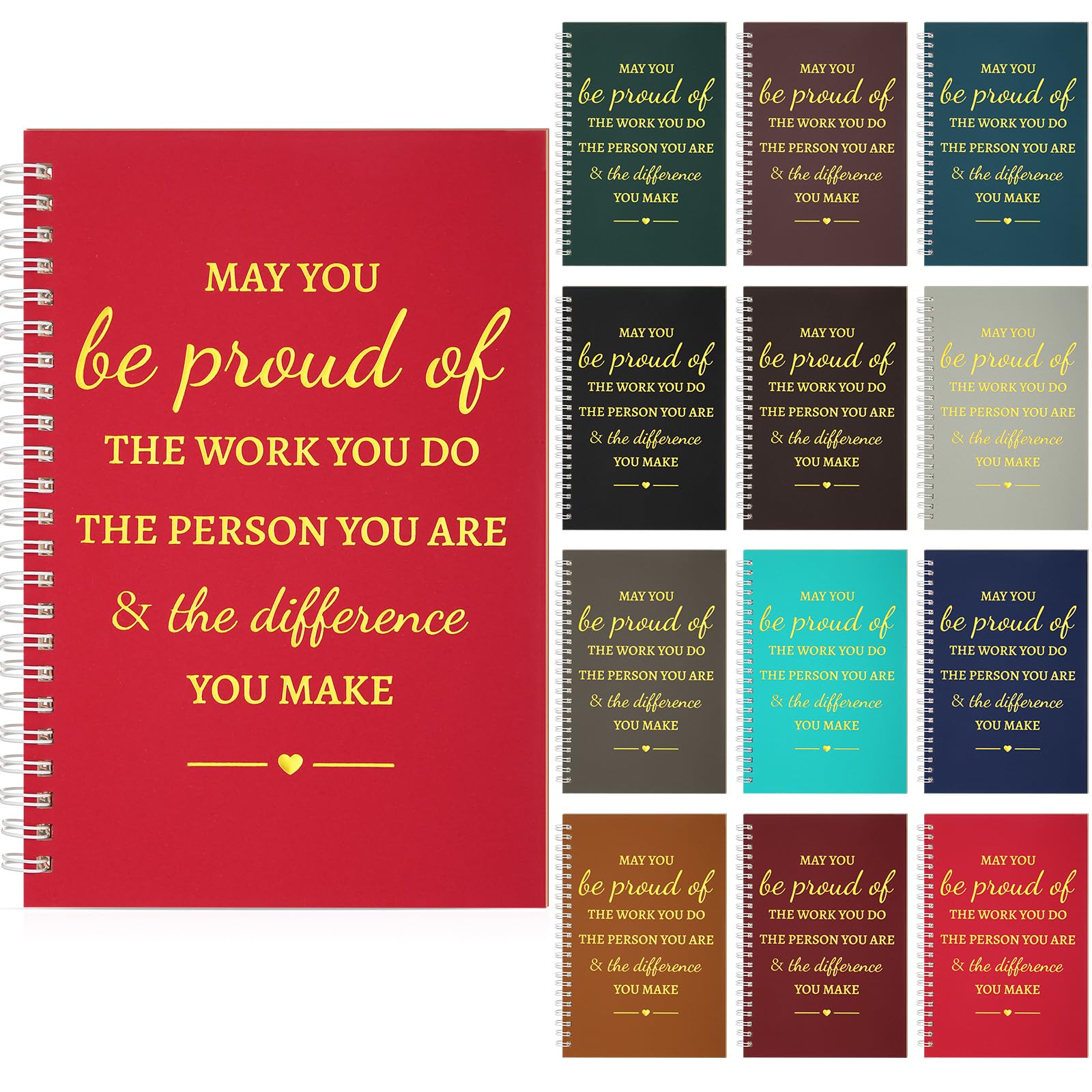 Colarr 12 Pcs A5 Inspirational Spiral Notebook Bulk Appreciation Gift 6x8 Inch Motivational Notepad 100 Page/50sheet Lined College Ruled Journal for