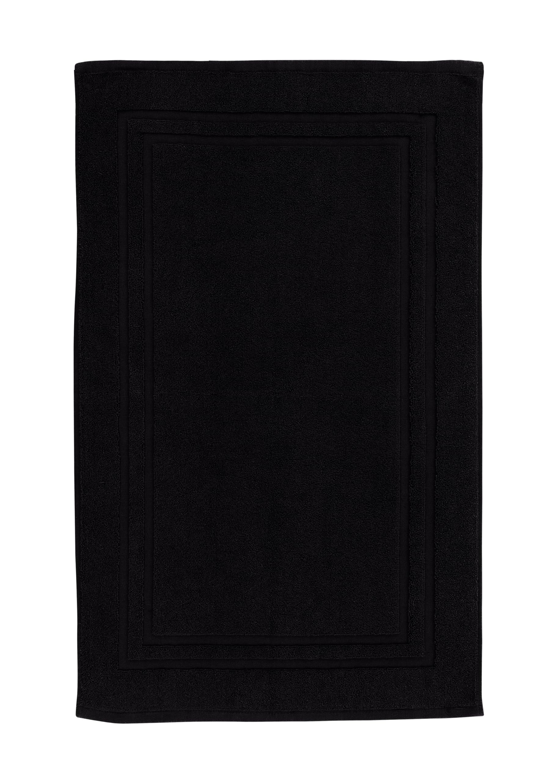 La Maison 100% Cotton Super Soft and Absorbent Bath Mat Shower Mat 50cms x 80cms Hotel Frame Stripe Border (Black) — image 1