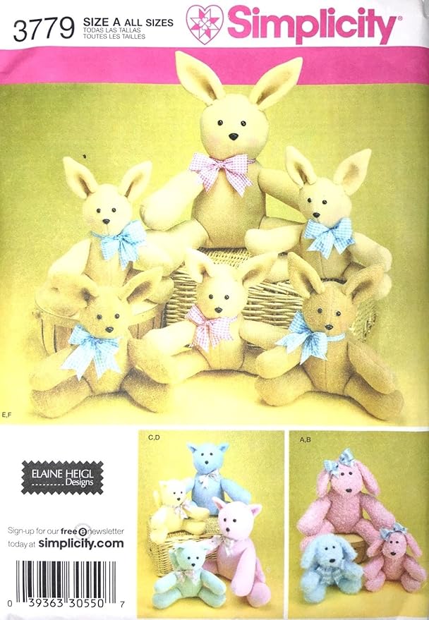 Elaine Heigl Designs Animals Pattern 3779 by Simplicity
