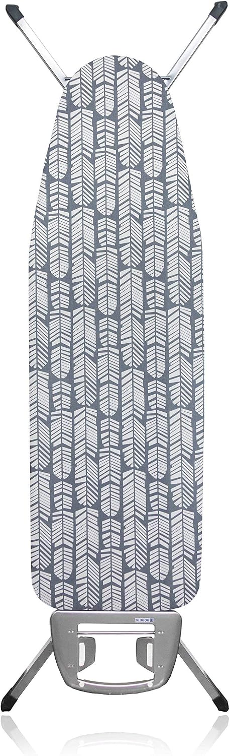 VieveMar Premium Ironing Board Cover, Thick Padding with Cotton, Foam and Felt Pad, Easy FIT with Drawstring, Heat Reflective. Fits Boards 14" x 54" (Feathers)