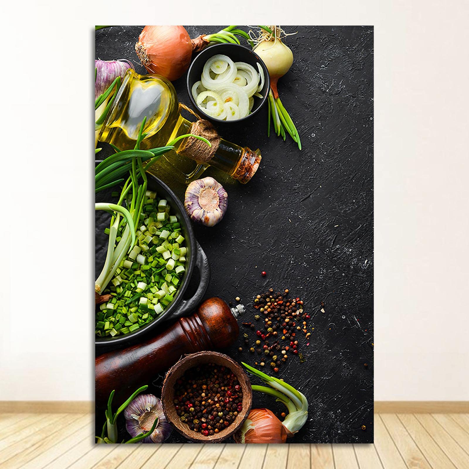 Obraz na płótnie motyw kuchenny mieszanka ziół i przypraw plakaty i wydruki sztuka ścienna obrazy do restauracji sklepu dekoracja 80 x 112 cm x 3 szt. bez ramy