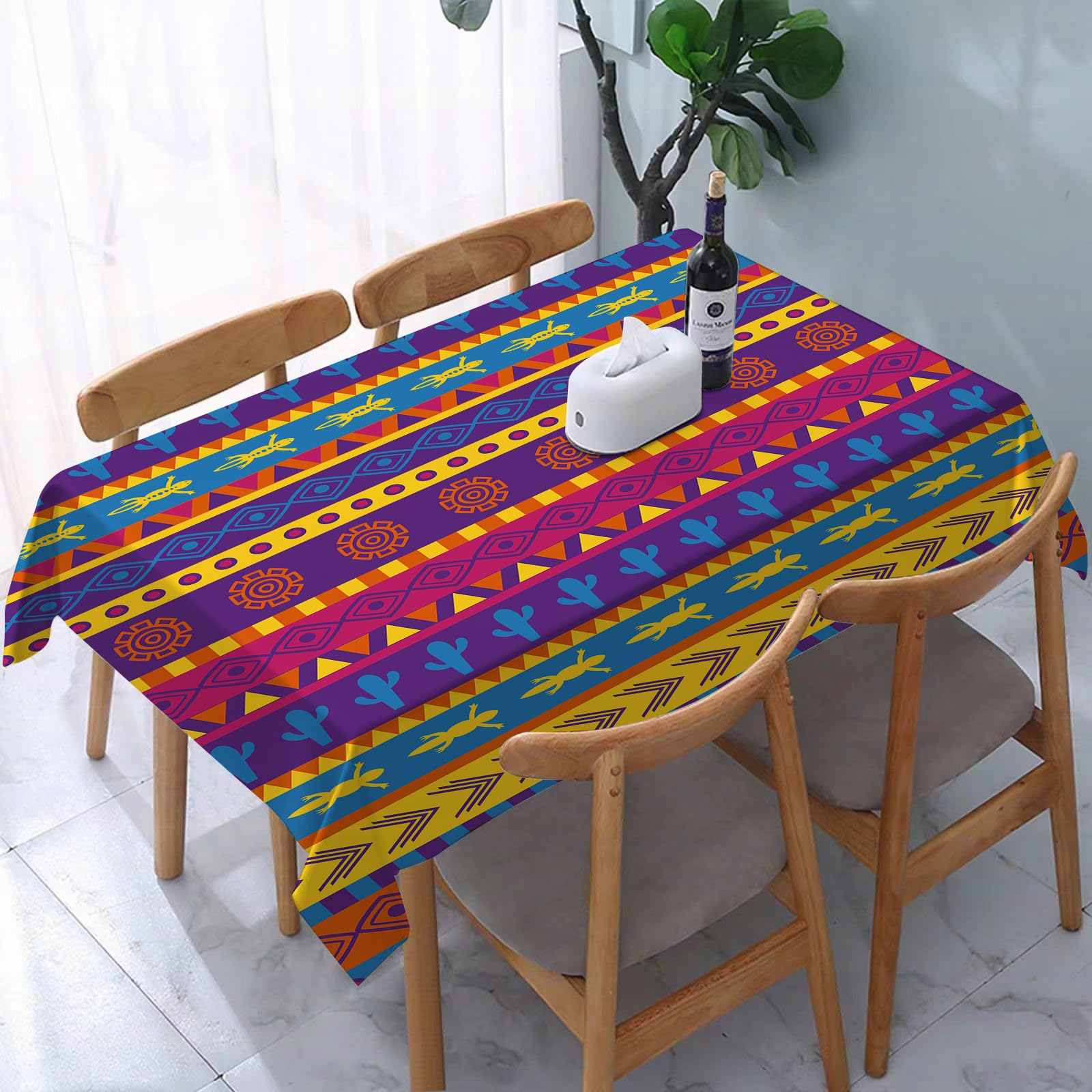 Yoiue Traditional Oriental Indian Ikat Design For - A7 Tablecloth,Table Cloth For Rectangle,Traditional Oriental Indian Ikat Design For Background Print Border Wr,Wrinkle Resistant Decorative Table Cover For Kitchen Dining Parties Picnic 54 X 72 In
