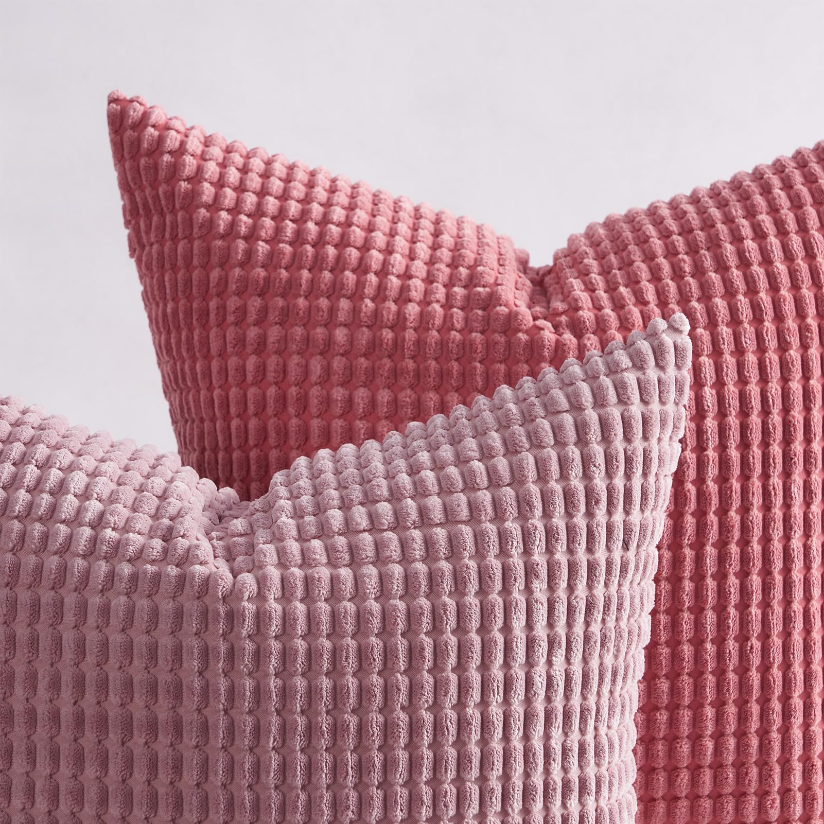 Topfinel Kissenbezug 45x45 Rosa 4er Set Cord körnig Farbverlauf Kissenbezüge Kissenhülle Dekokissenbezug Sofakissen Couchkissen für Sofa Schlafzimmer Wohnzimmer Balkon Kinder flauschig