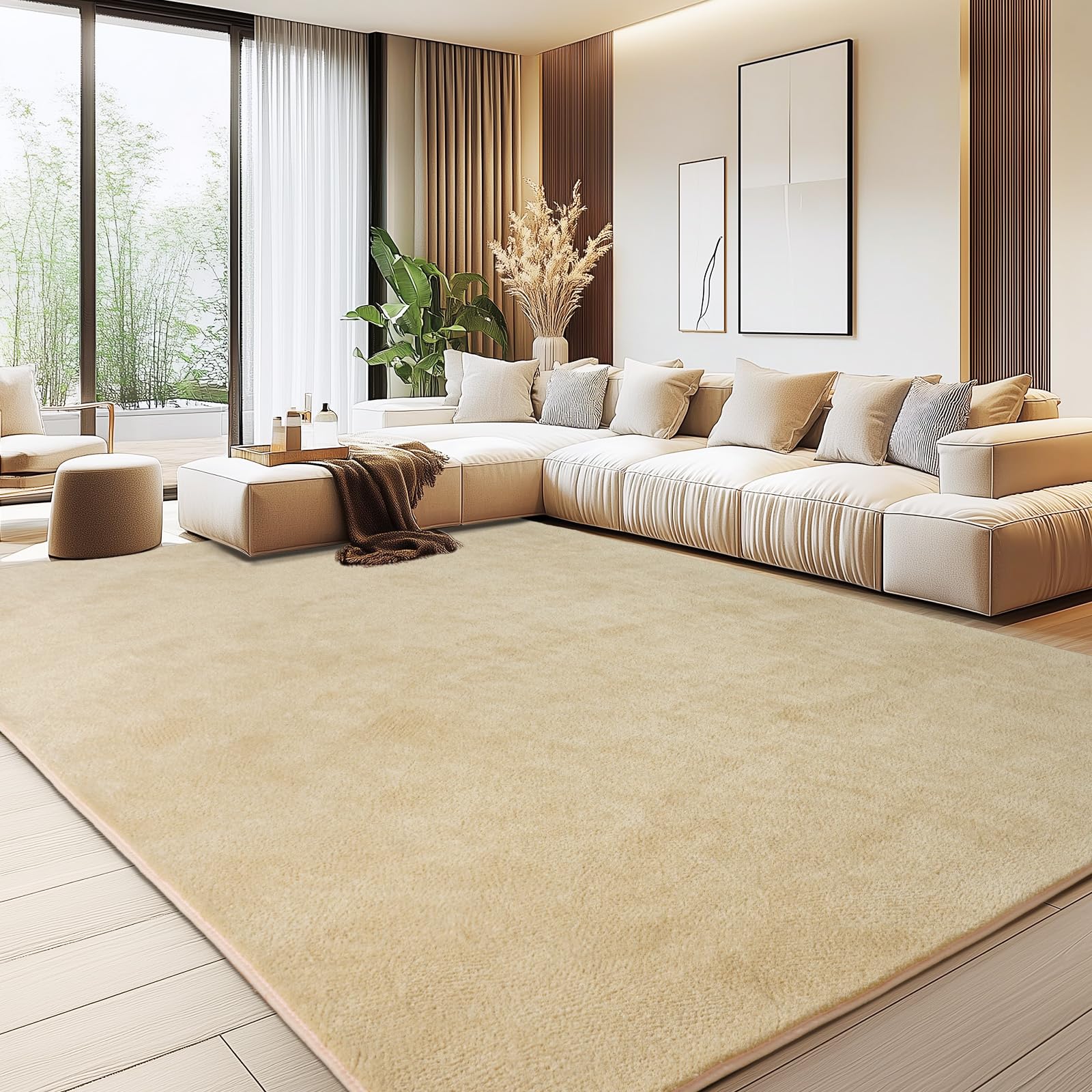 Ultra Soft Washable Rugs for Living Room 200X300cm-Camel Fluffy Carpet